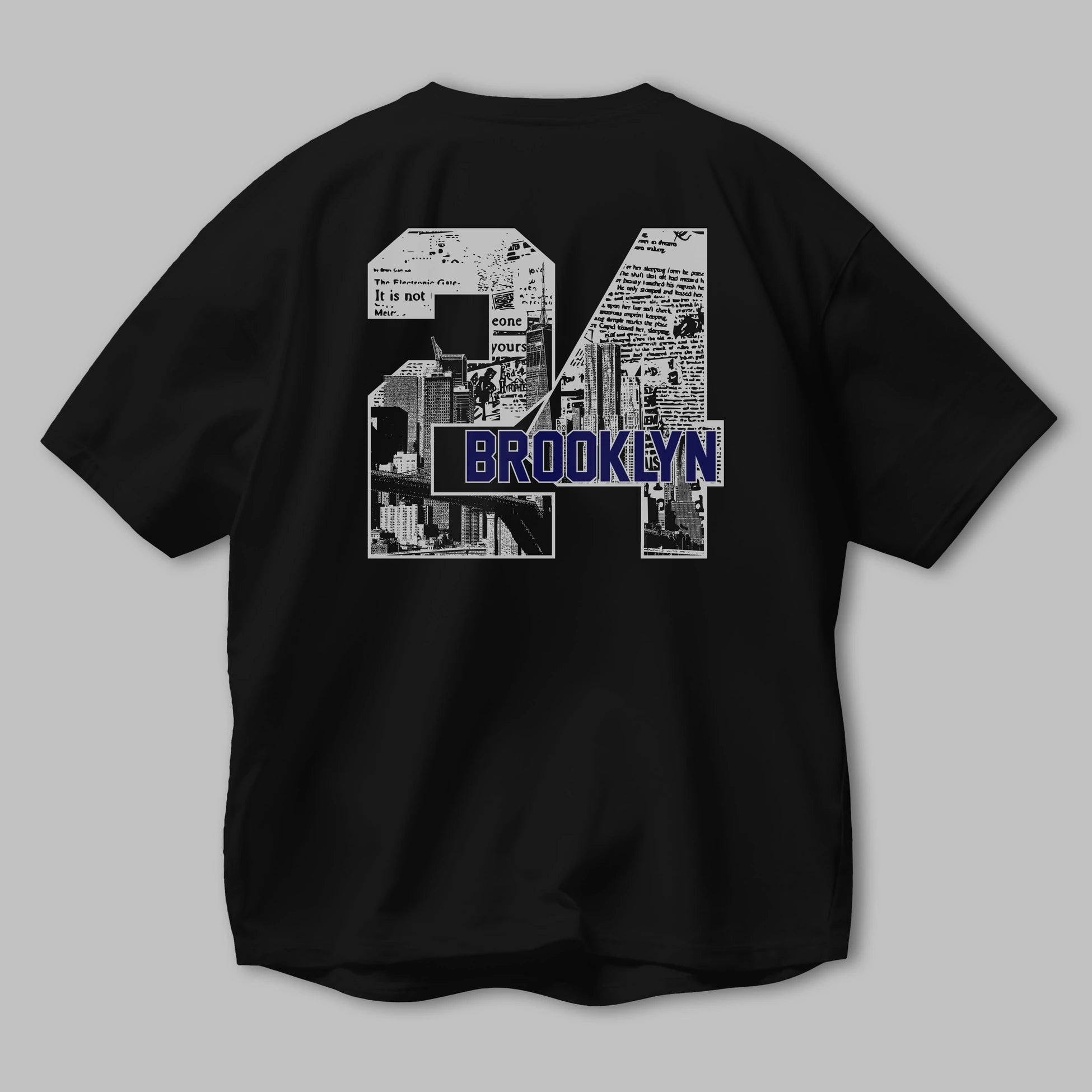 Brooklyn 24 Arka Baskılı Oversize t-shirt Erkek Kadın Unisex