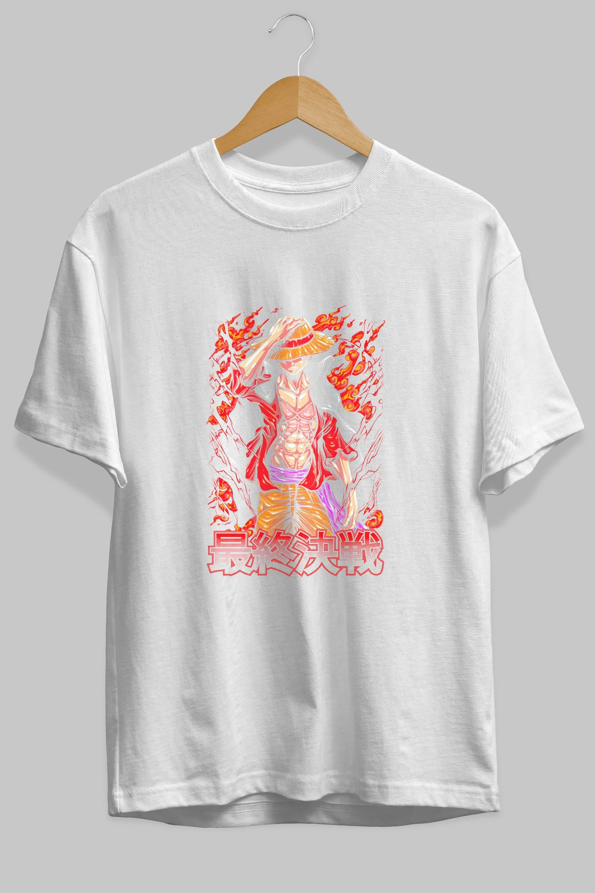 MONKEY D. LUFFY (3) Anime Ön Baskılı Oversize t-shirt %100 pamuk Erkek Kadın Unisex