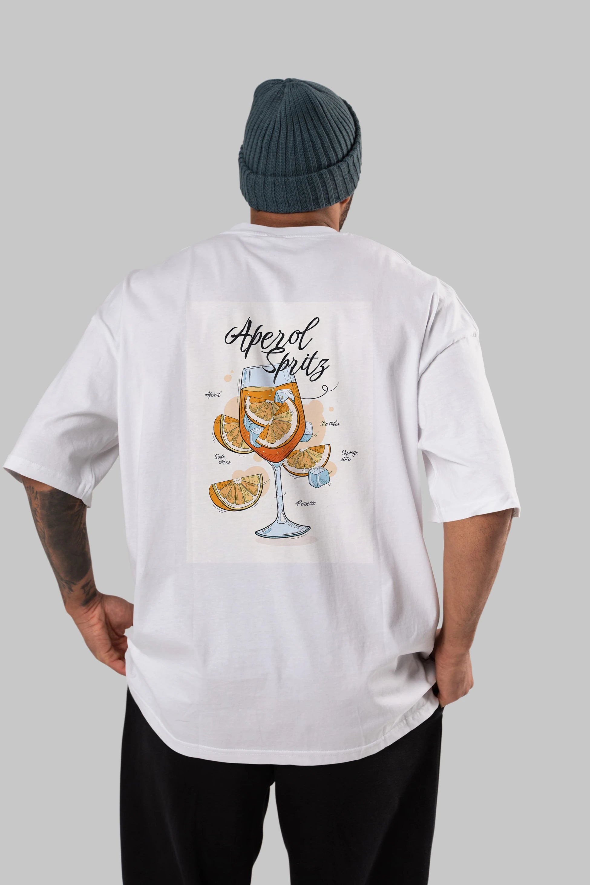 Aperol Spritz 6 Arka Baskılı Oversize t-shirt Erkek Kadın Unisex %100 Pamuk Bisiklet Yaka tişort