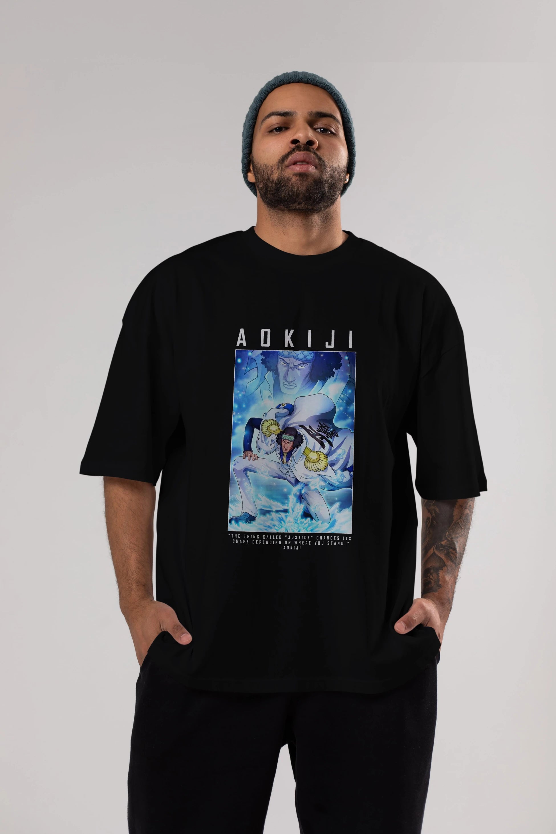 Kuzan Anime Ön Baskılı Oversize t-shirt Erkek Kadın Unisex