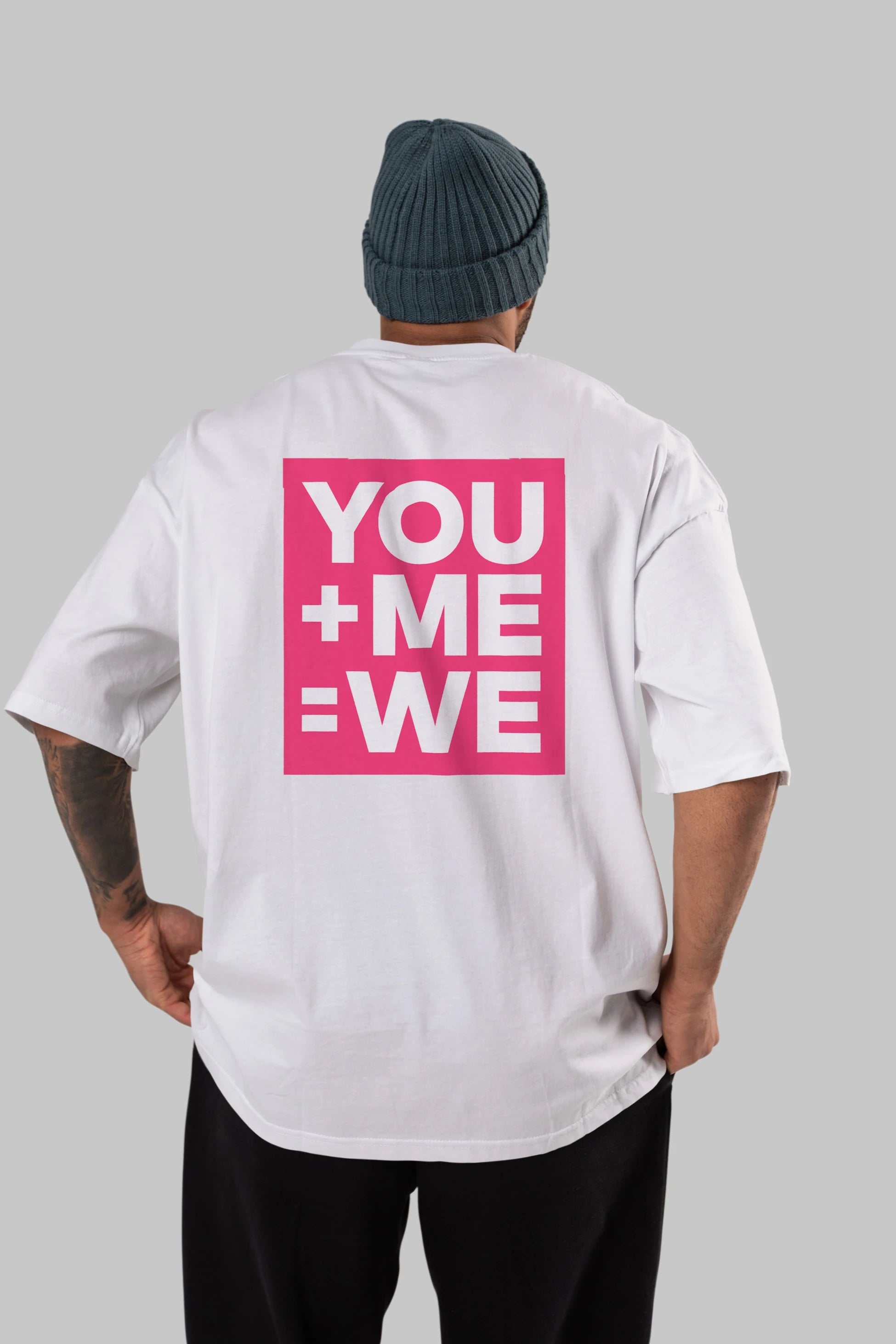 You Me We Yazılı Arka Baskılı Oversize t-shirt Erkek Kadın Unisex