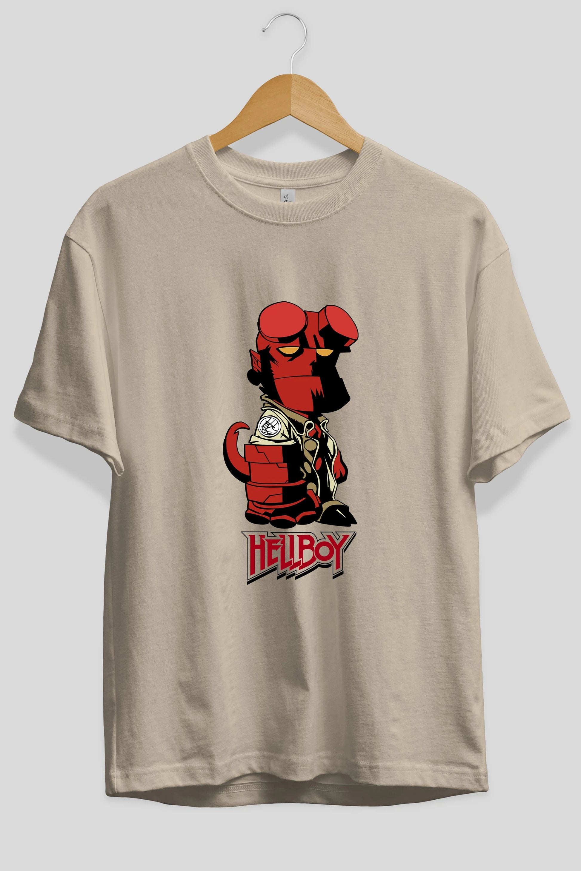 Hellboy (1) Ön Baskılı Oversize t-shirt Erkek Kadın Unisex %100 Pamuk Bisiklet Yaka tişort