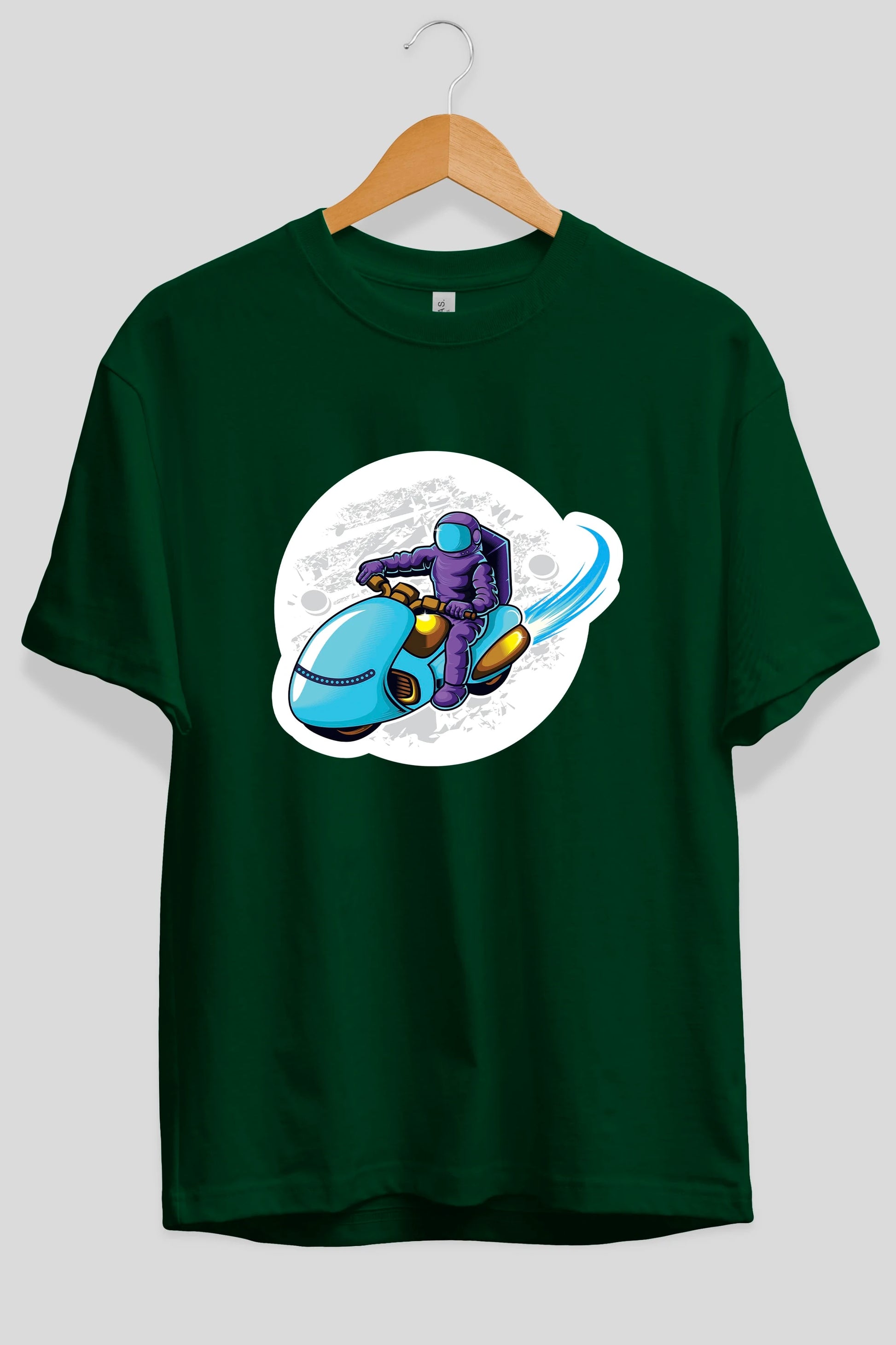 Astrorider in Space Sticker Ön Baskılı Oversize t-shirt Erkek Kadın Unisex