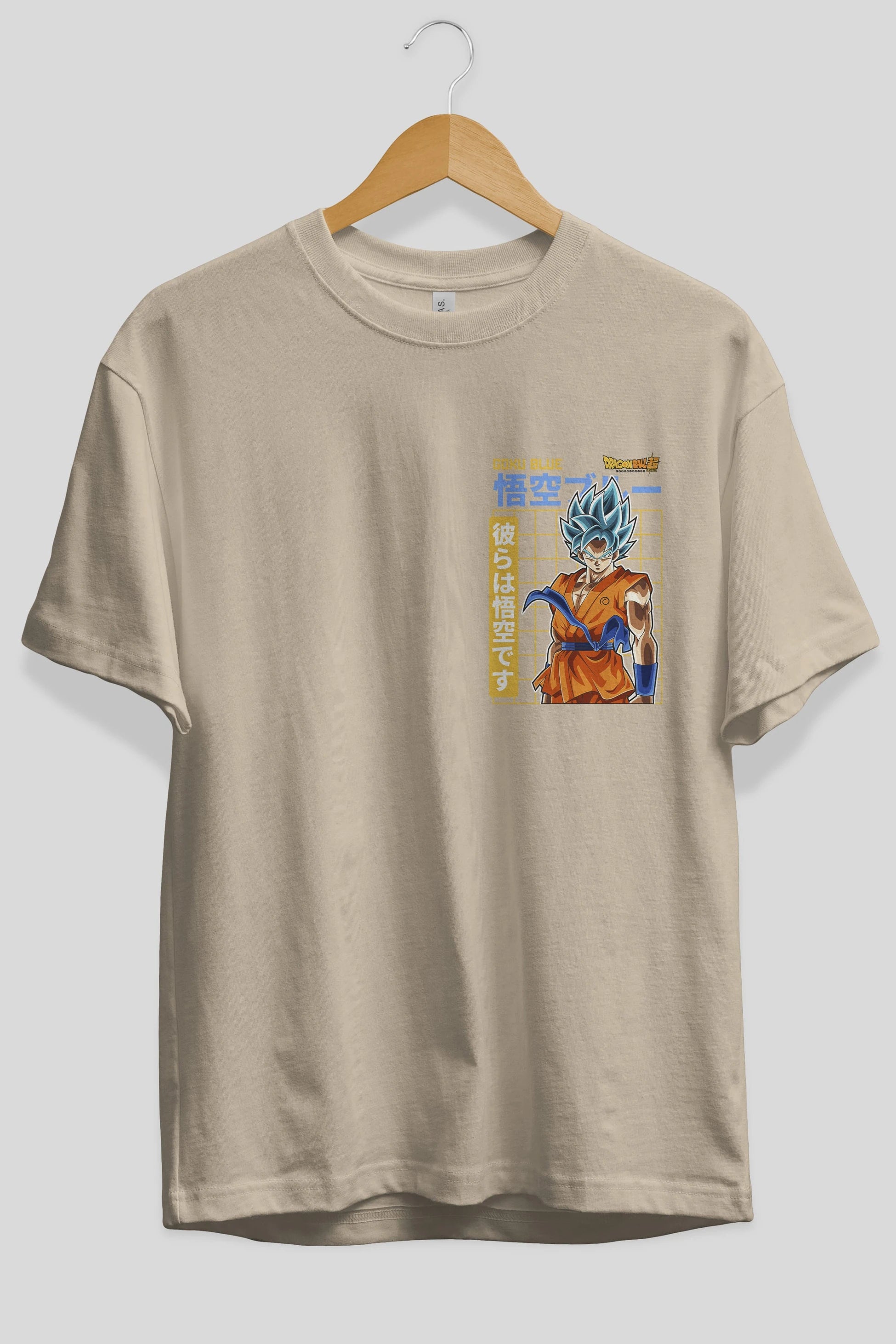 GOKU 1 Ön Sol Baskılı Oversize t-shirt Erkek Kadın Unisex %100 Pamuk Bisiklet Yaka tişort