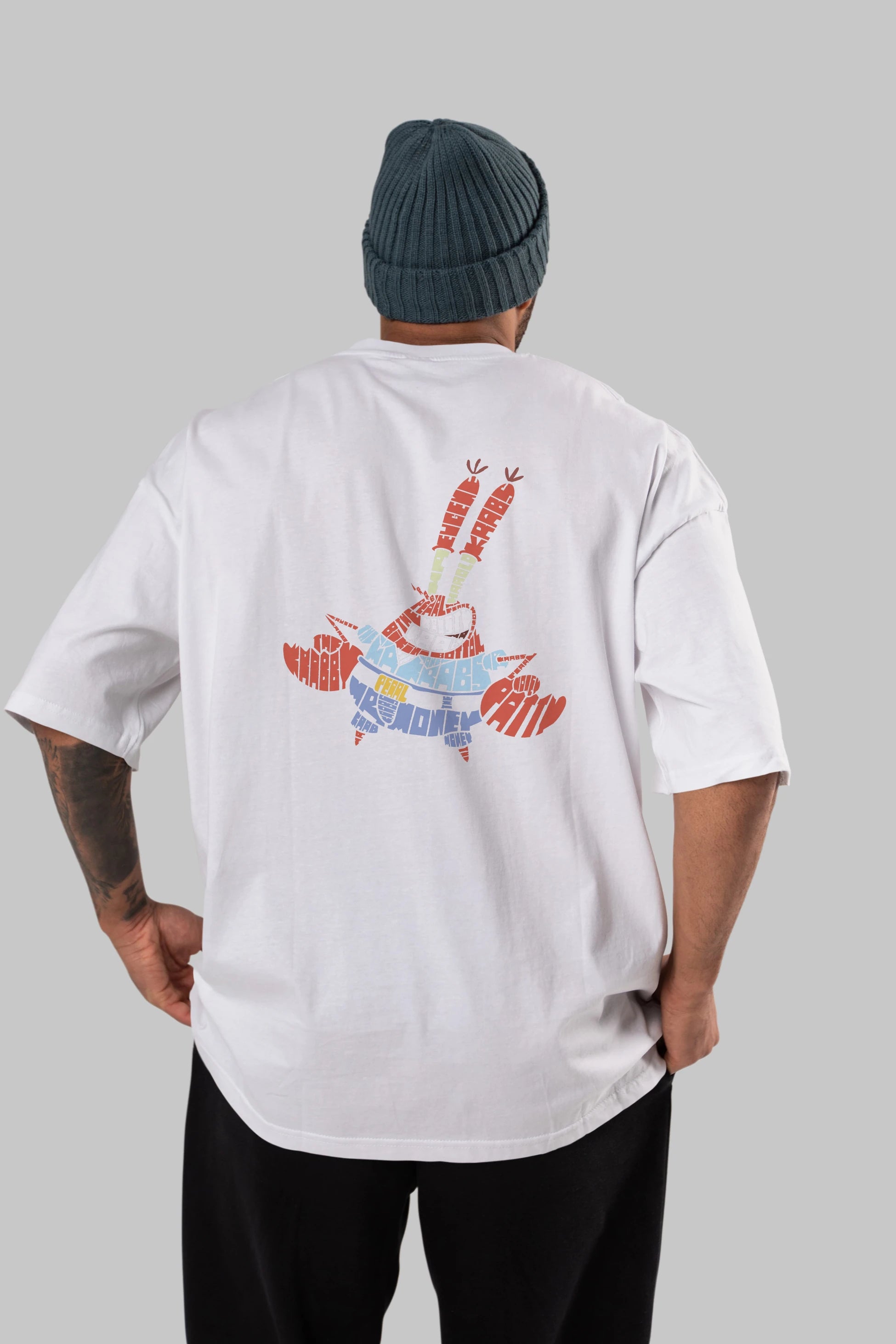 Mr Krabs Arka Baskılı Oversize t-shirt %100 pamuk Erkek Kadın Unisex