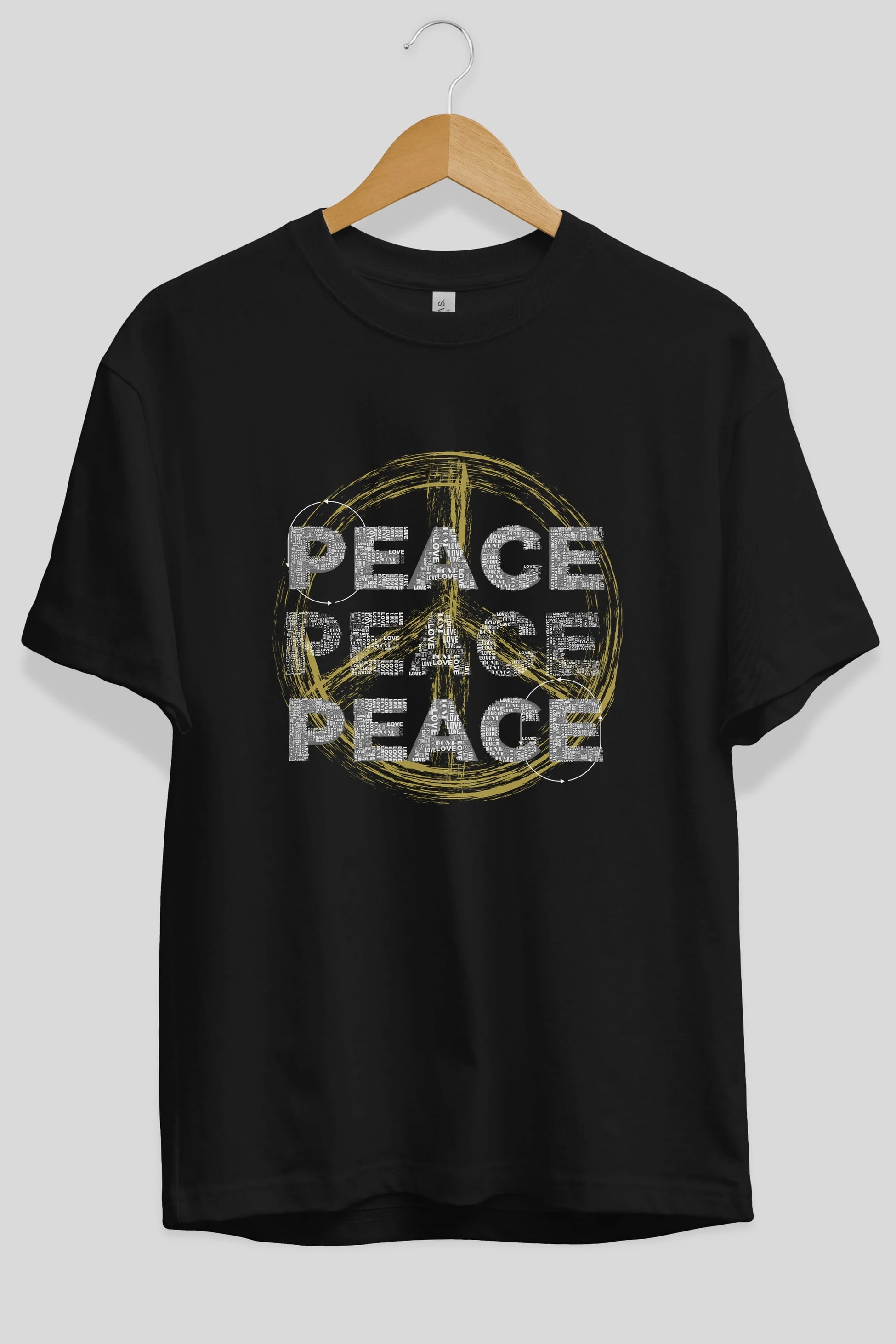 Peace Yazılı Ön Baskılı Oversize t-shirt Erkek Kadın Unisex