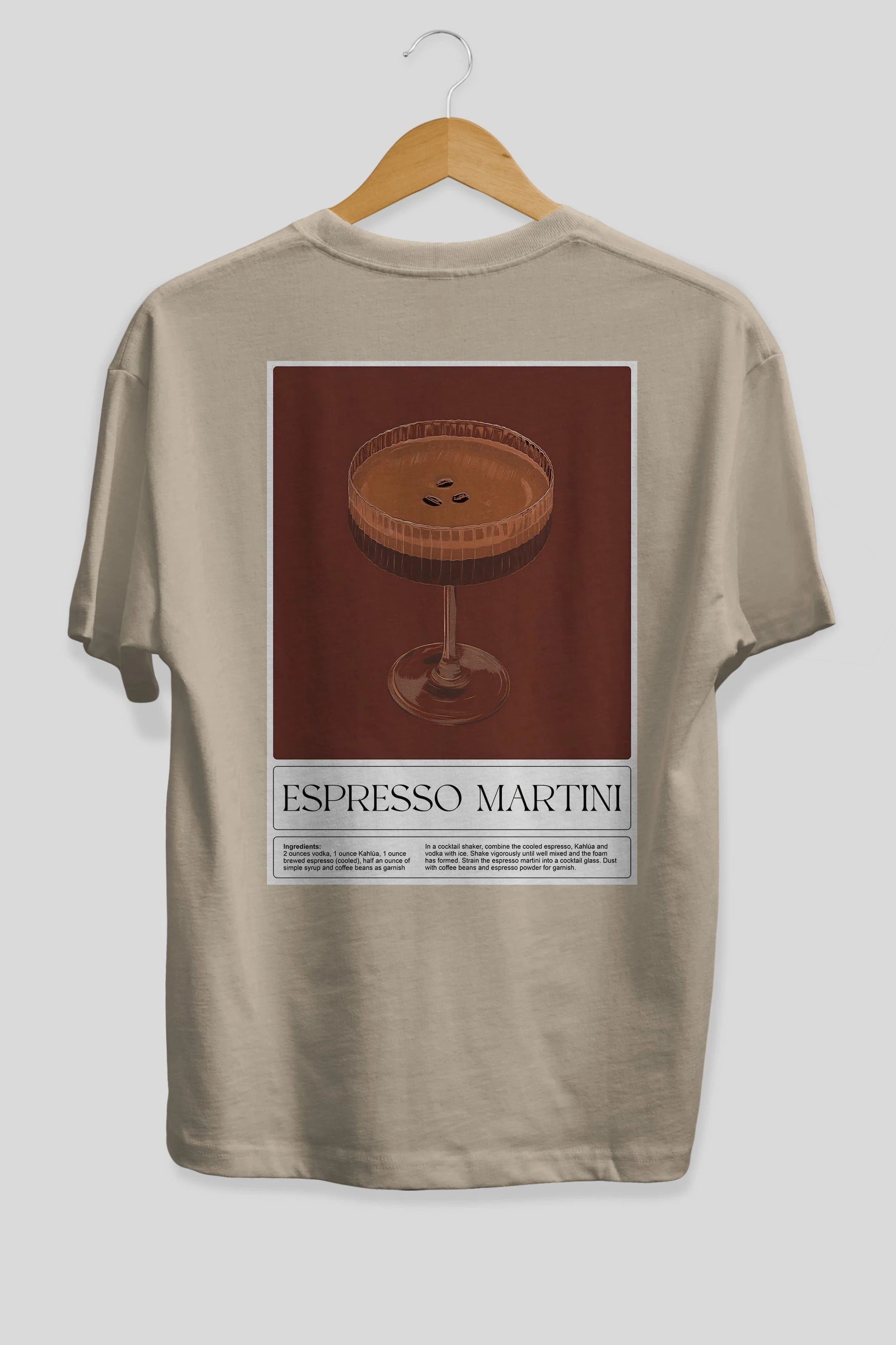 Espresso Martini Arka Baskılı Oversize t-shirt Erkek Kadın Unisex %100 Pamuk Bisiklet Yaka tişort