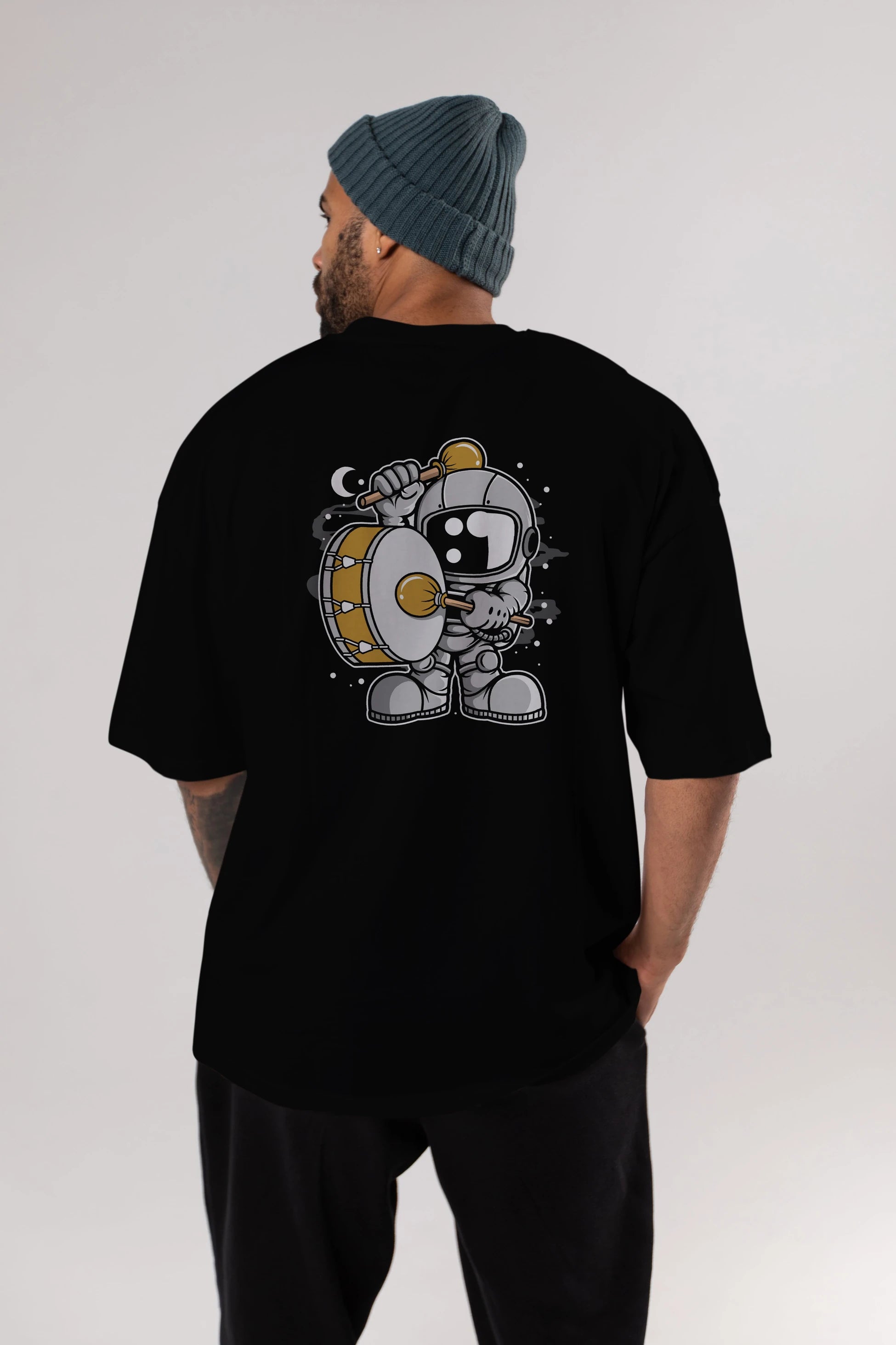 Astronaut Marching Band Arka Baskılı Oversize t-shirt Erkek Kadın Unisex