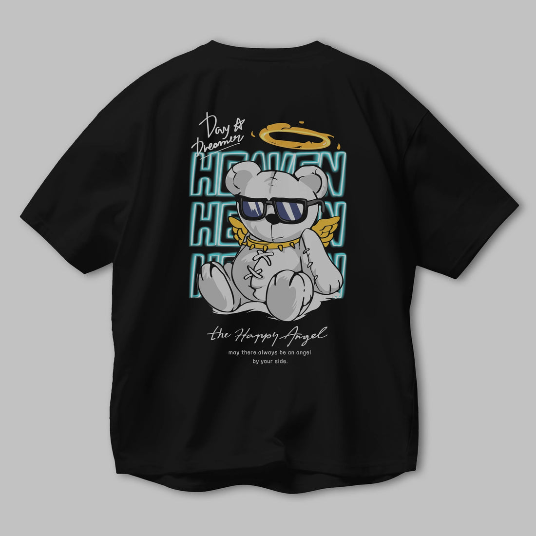 Heaven Bear Arka Baskılı Oversize t-shirt Erkek Kadın Unisex