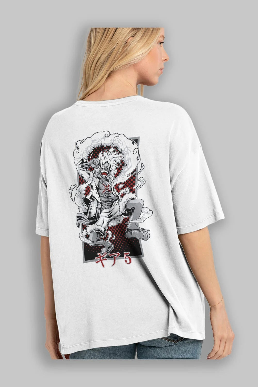 LUFFY GEAR 5 Anime Arka Baskılı Oversize t-shirt Erkek Kadın Unisex