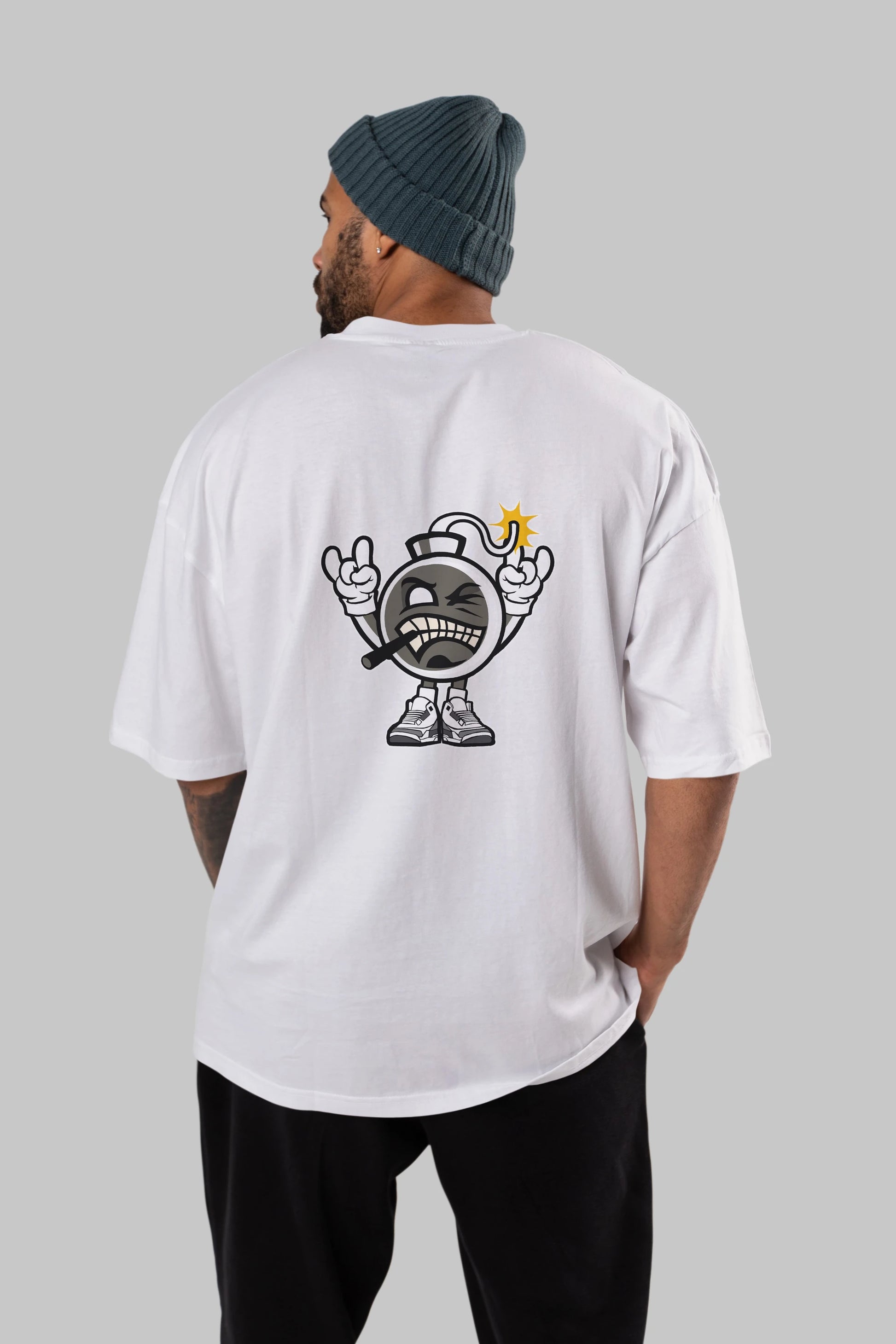 Evil Bomb Arka Baskılı Oversize t-shirt Erkek Kadın Unisex %100 Pamuk tişort