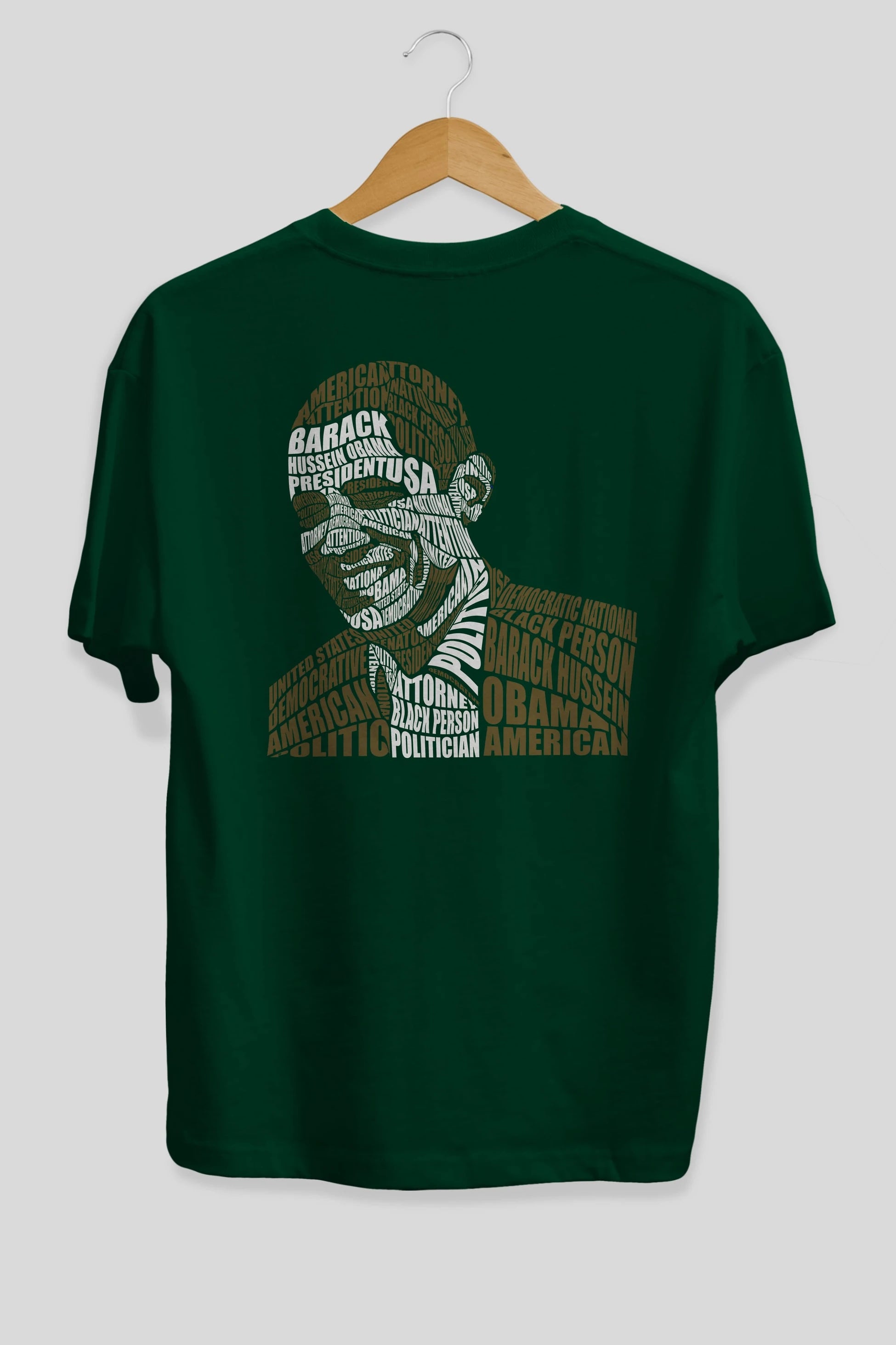 Obama Calligram Arka Baskılı Oversize t-shirt %100 pamuk Erkek Kadın Unisex