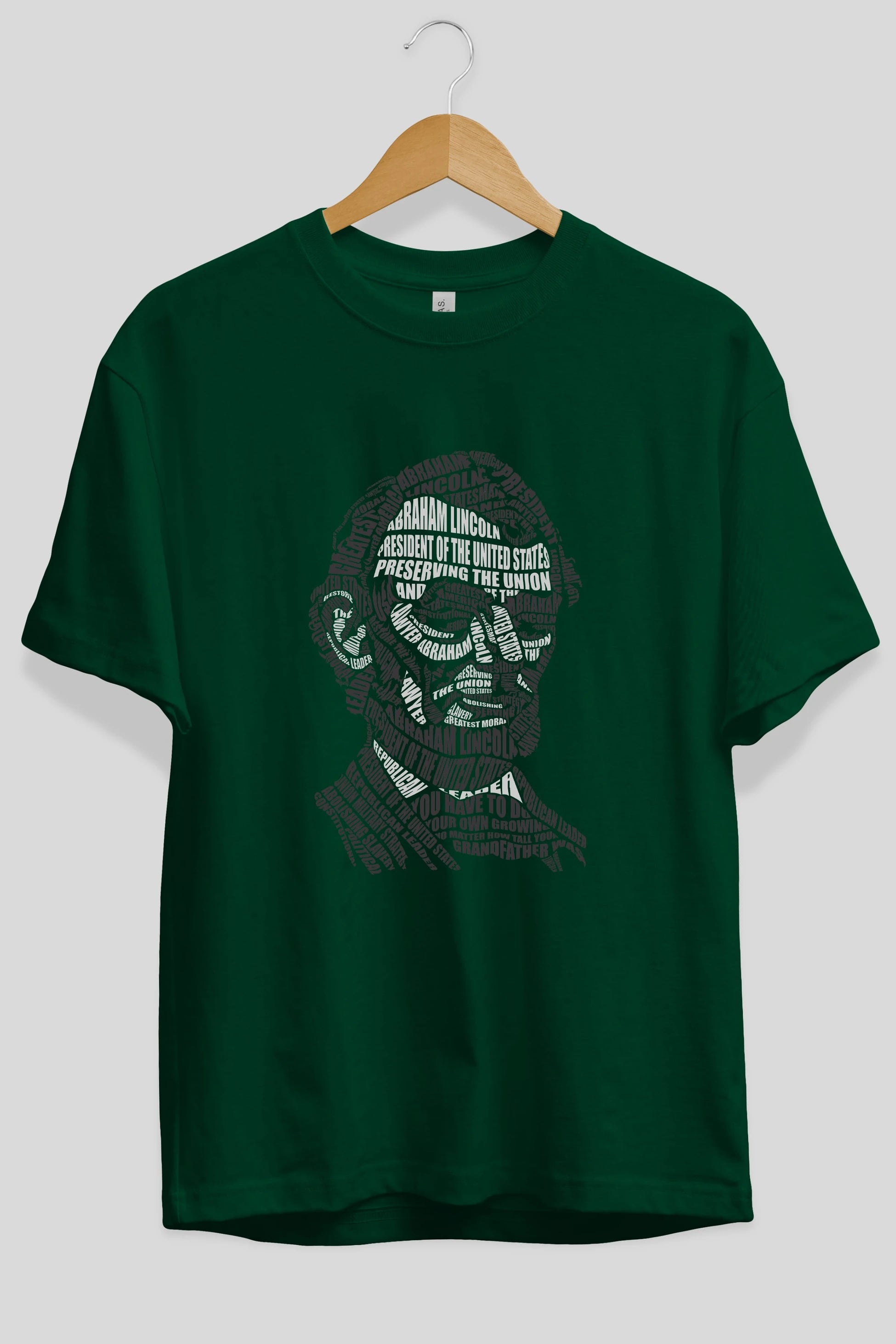 Abraham Lincoln Calligram Ön Baskılı Oversize t-shirt %100 pamuk Erkek Kadın Unisex