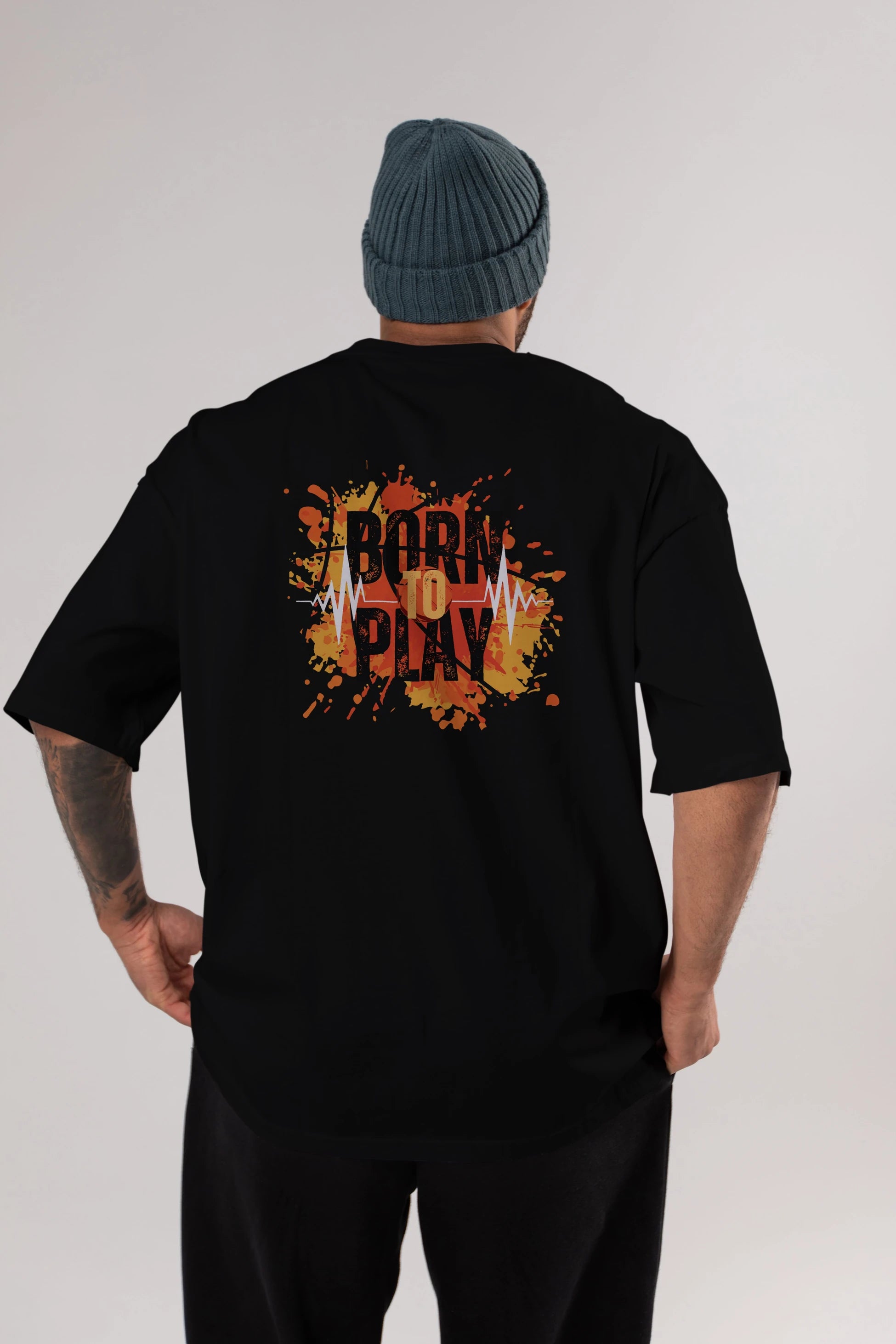 Born to Play Yazılı Arka Baskılı Oversize t-shirt Erkek Kadın Unisex