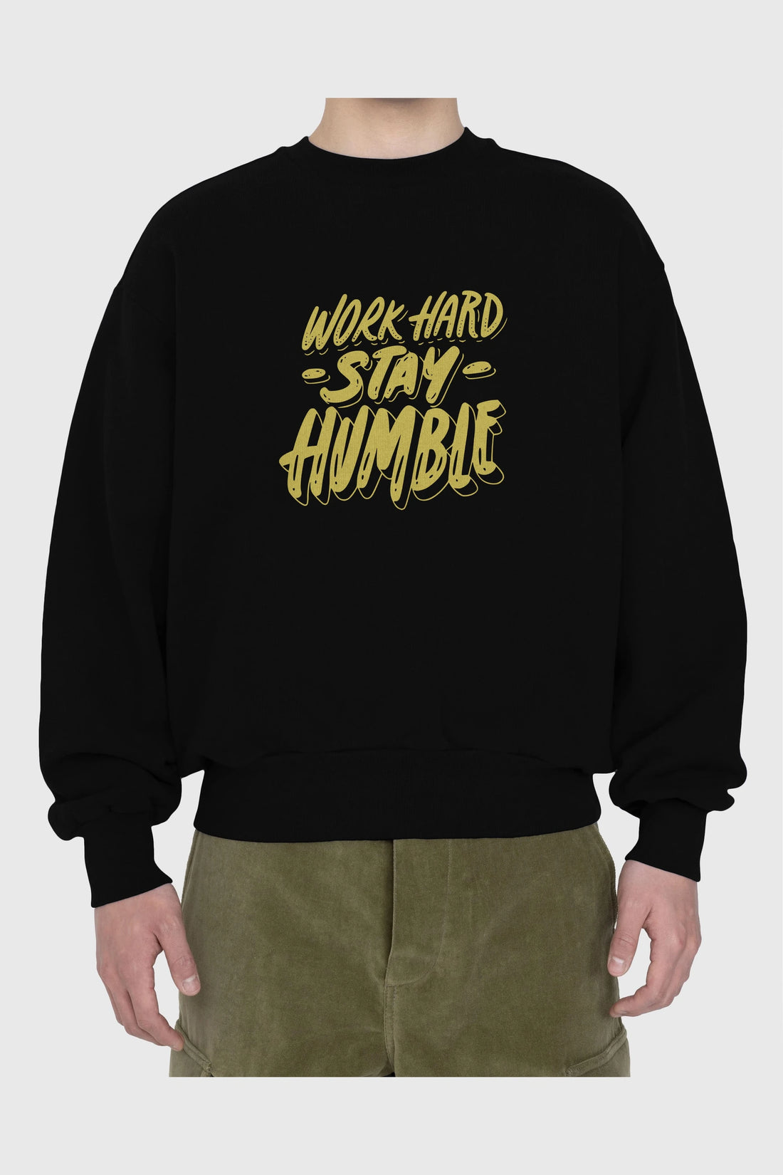 Word Hard Yazılı Ön Baskılı Oversize Sweatshirt Erkek Kadın Unisex