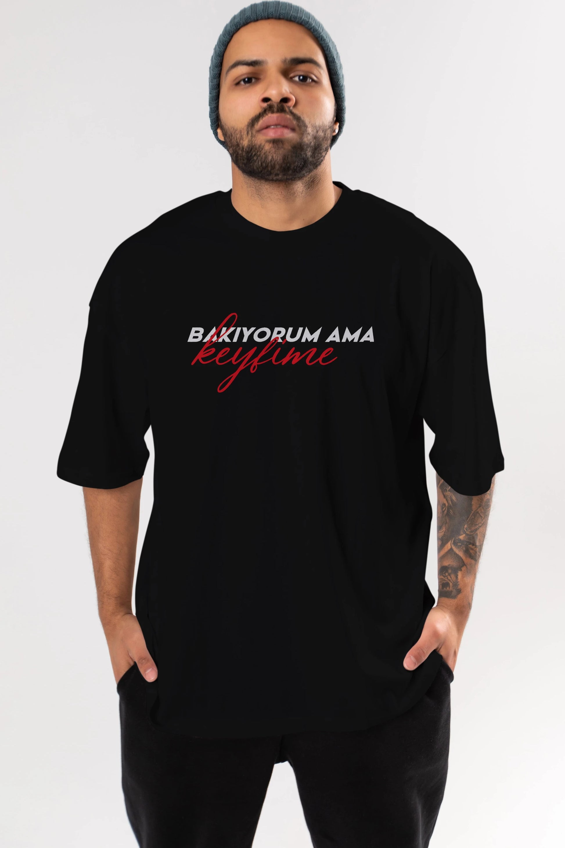 Bakıyorum Ama Keyfime Ön Baskılı Oversize t-shirt %100 pamuk Erkek Kadın Unisex