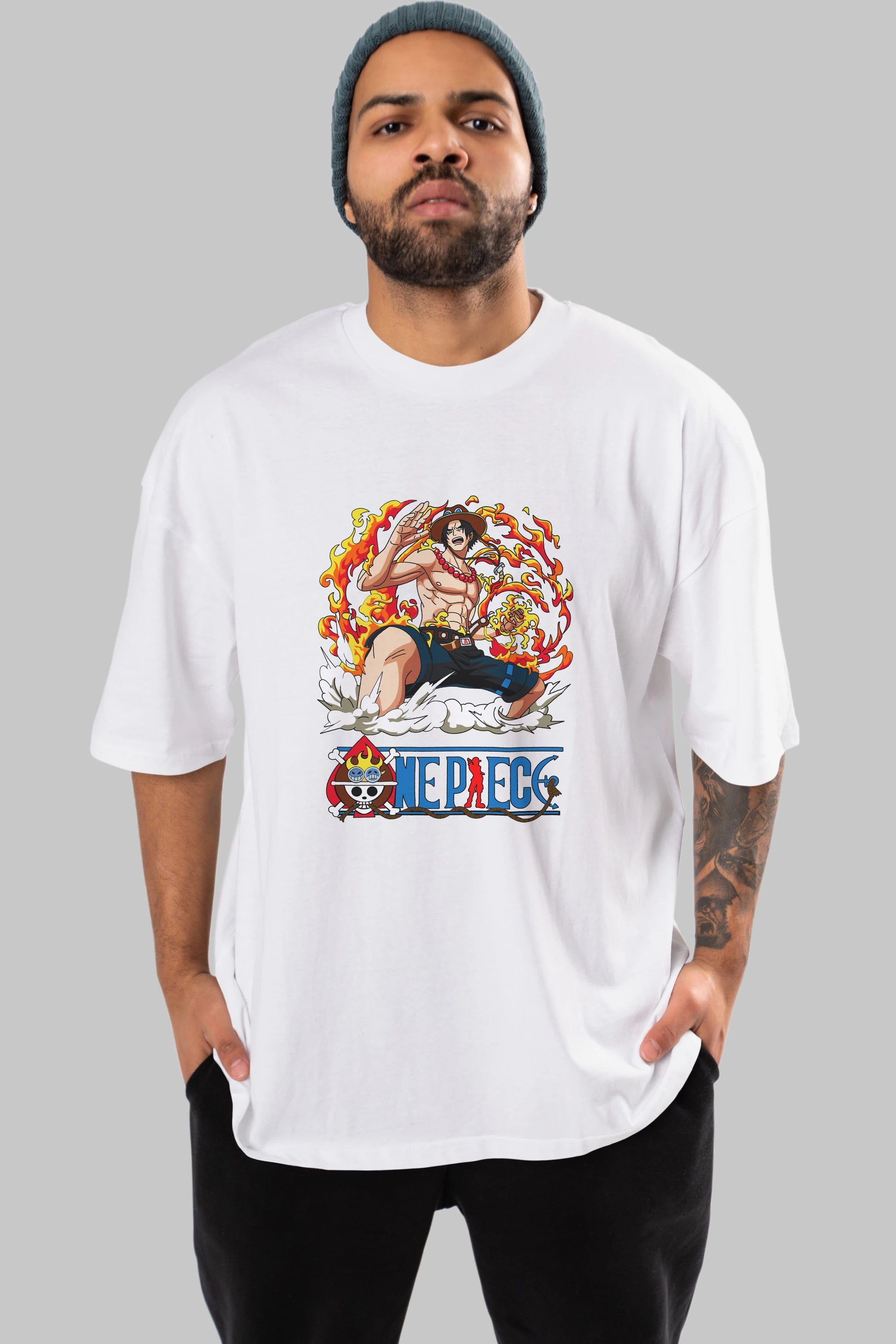 One Piece Anime Ön Baskılı Oversize t-shirt Erkek Kadın Unisex