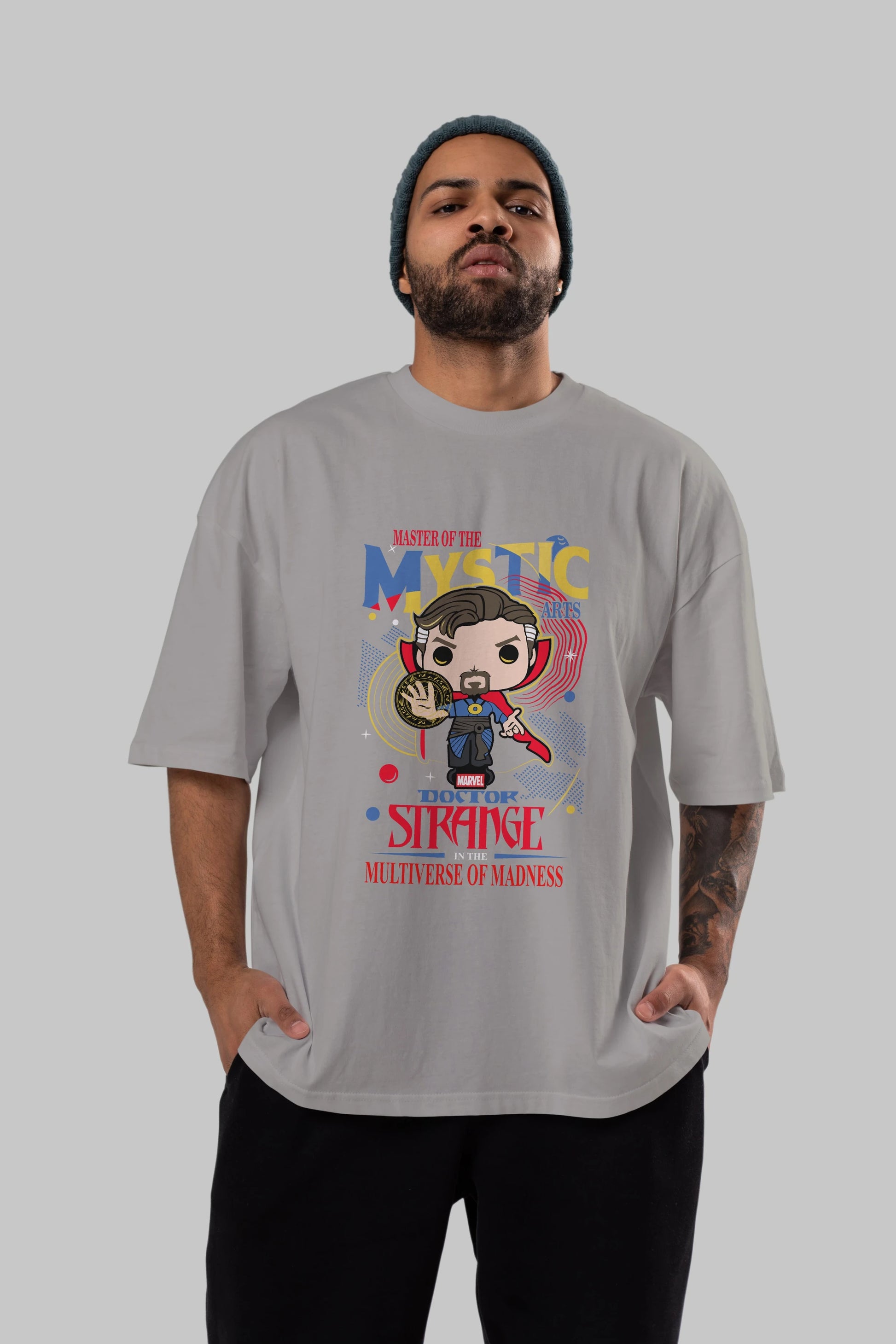 Doctor Strange Ön Baskılı Oversize t-shirt Erkek Kadın Unisex %100 Pamuk Bisiklet Yaka tişort
