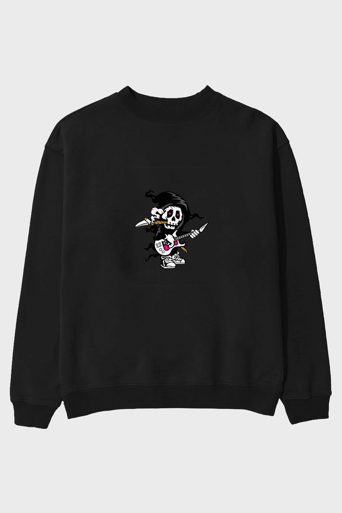 Grim Rockstar Ön Baskılı Oversize Sweatshirt Erkek Kadın Unisex