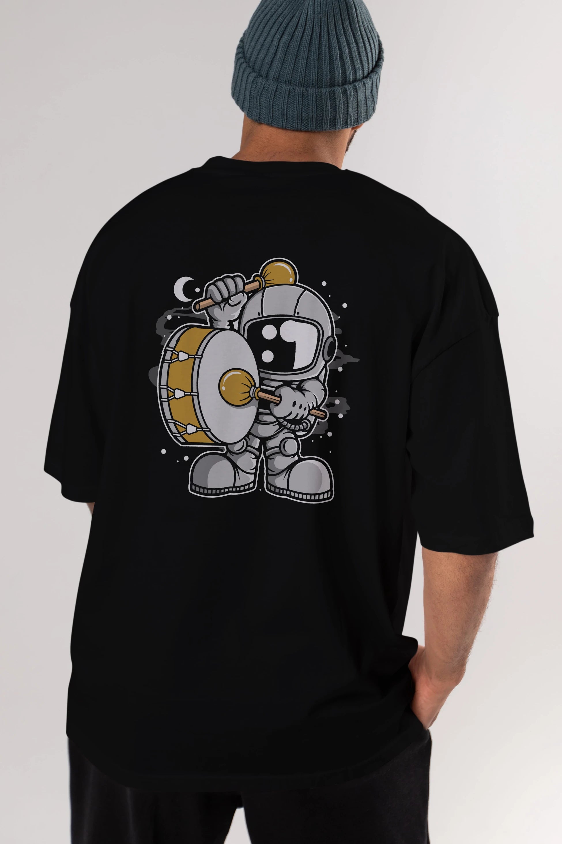 Astronaut Marching Band Arka Baskılı Oversize t-shirt Erkek Kadın Unisex
