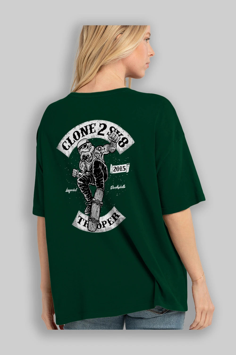 Clone 2 Sk8 Arka Baskılı Oversize t-shirt Erkek Kadın Unisex %100 Pamuk
