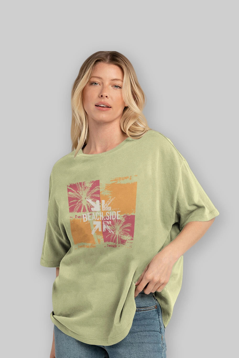Beach Side Ön Baskılı Oversize t-shirt Erkek Kadın Unisex