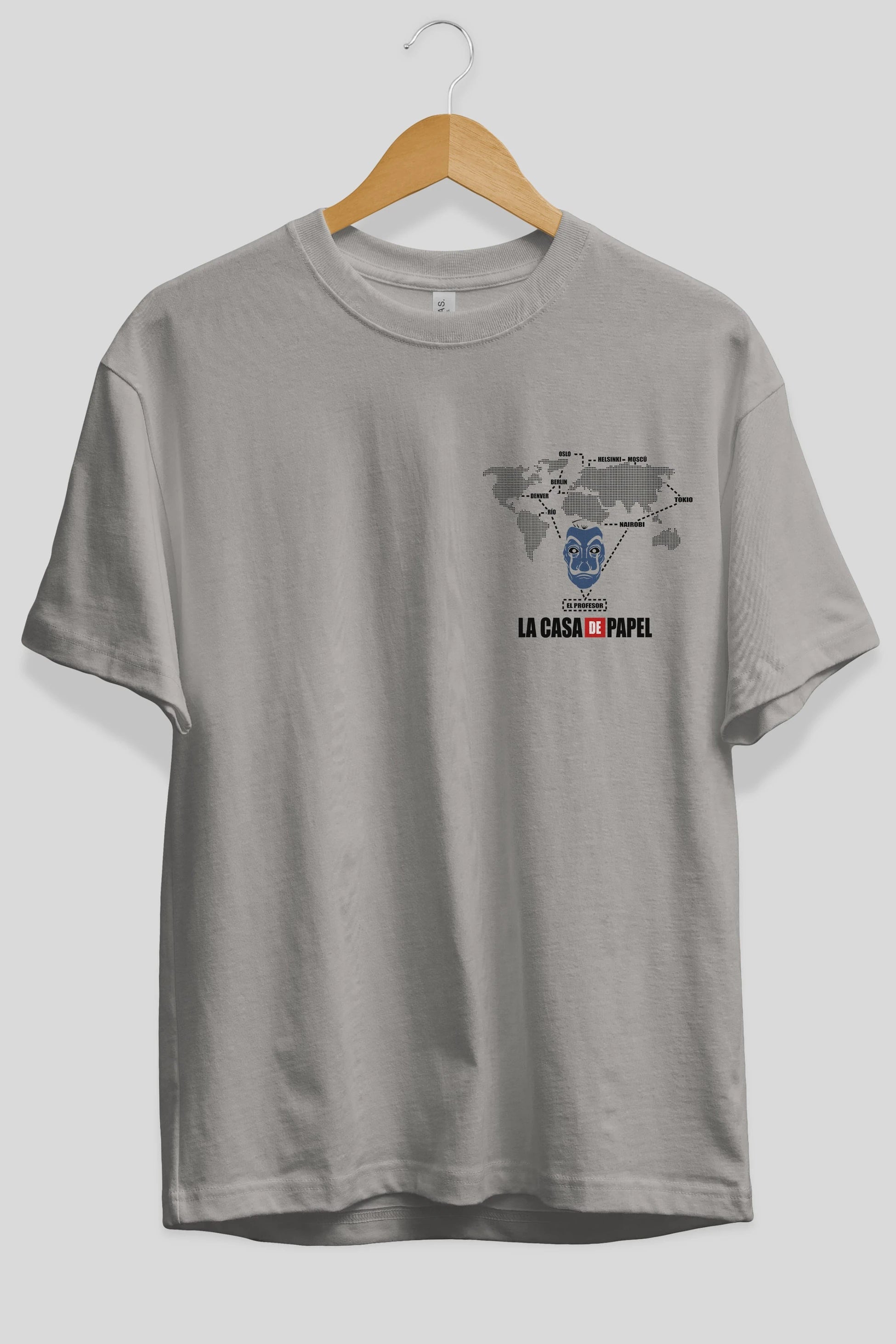 La Casa De Papel Ön Sol Baskılı Oversize t-shirt Erkek Kadın Unisex %100 Pamuk Bisiklet Yaka tişort