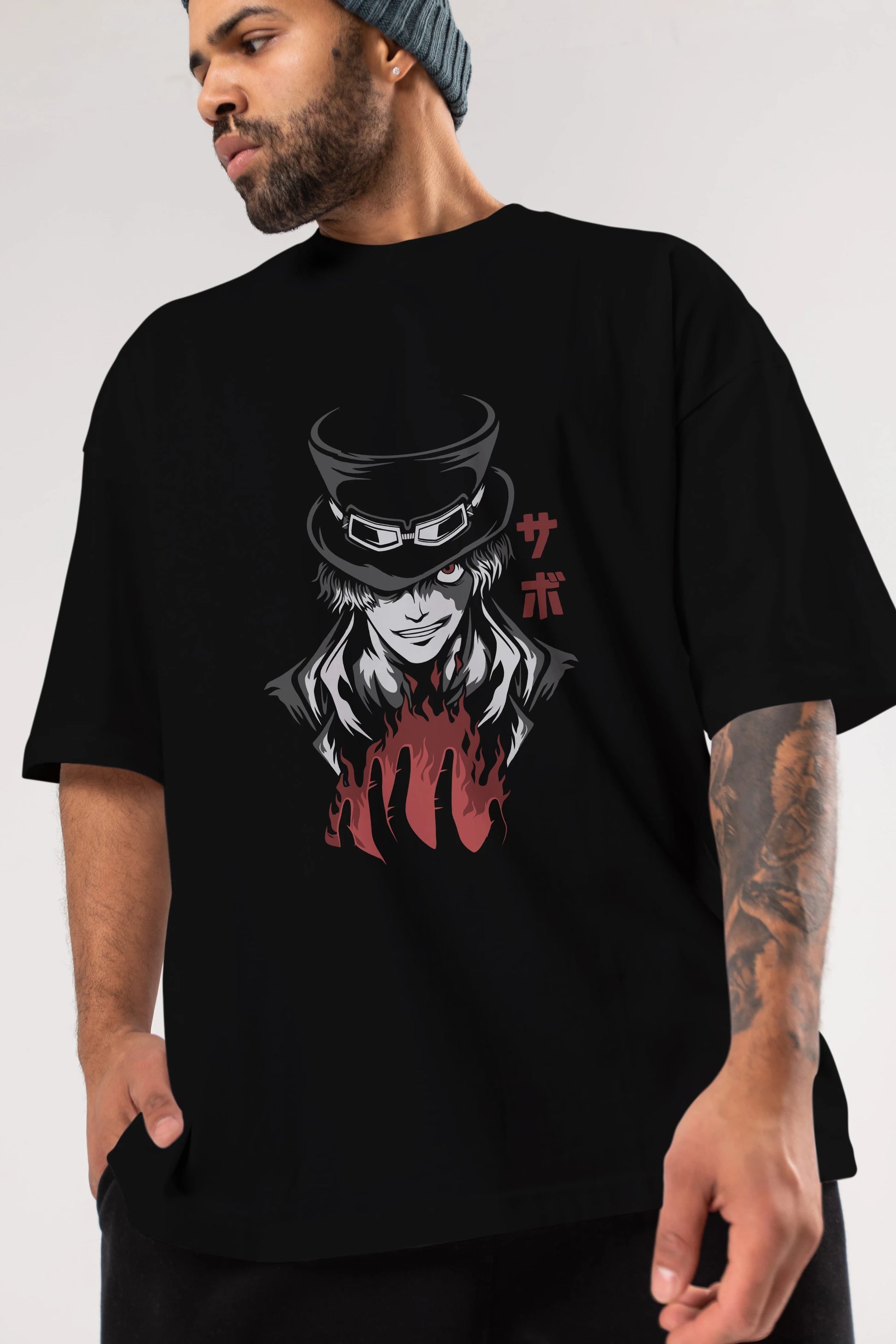 SaboOnePiece Anime Ön Baskılı Oversize t-shirt %100 pamuk Erkek Kadın Unisex