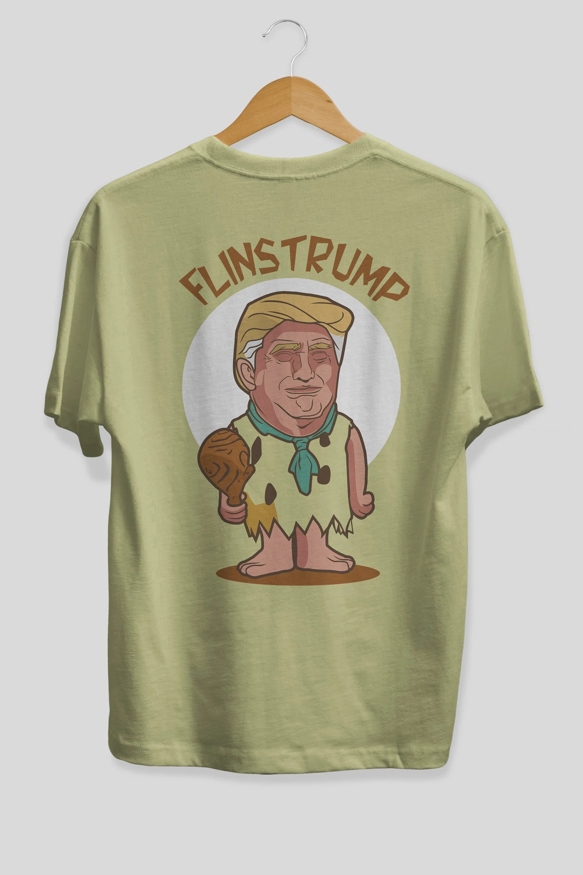 Flinstrump Arka Baskılı Oversize t-shirt Erkek Kadın Unisex %100 Pamuk tişort