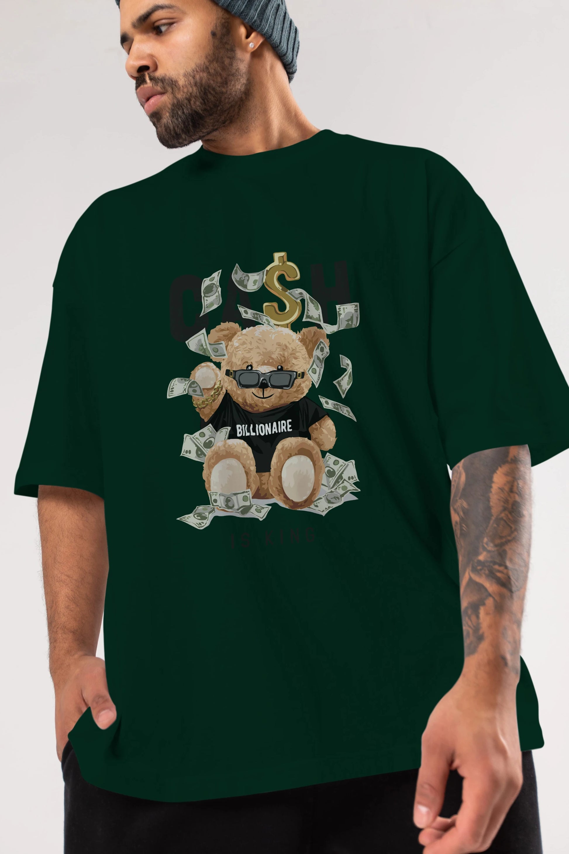Teddy Bear Billionaire Ön Baskılı Oversize t-shirt Erkek Kadın Unisex %100 Pamuk