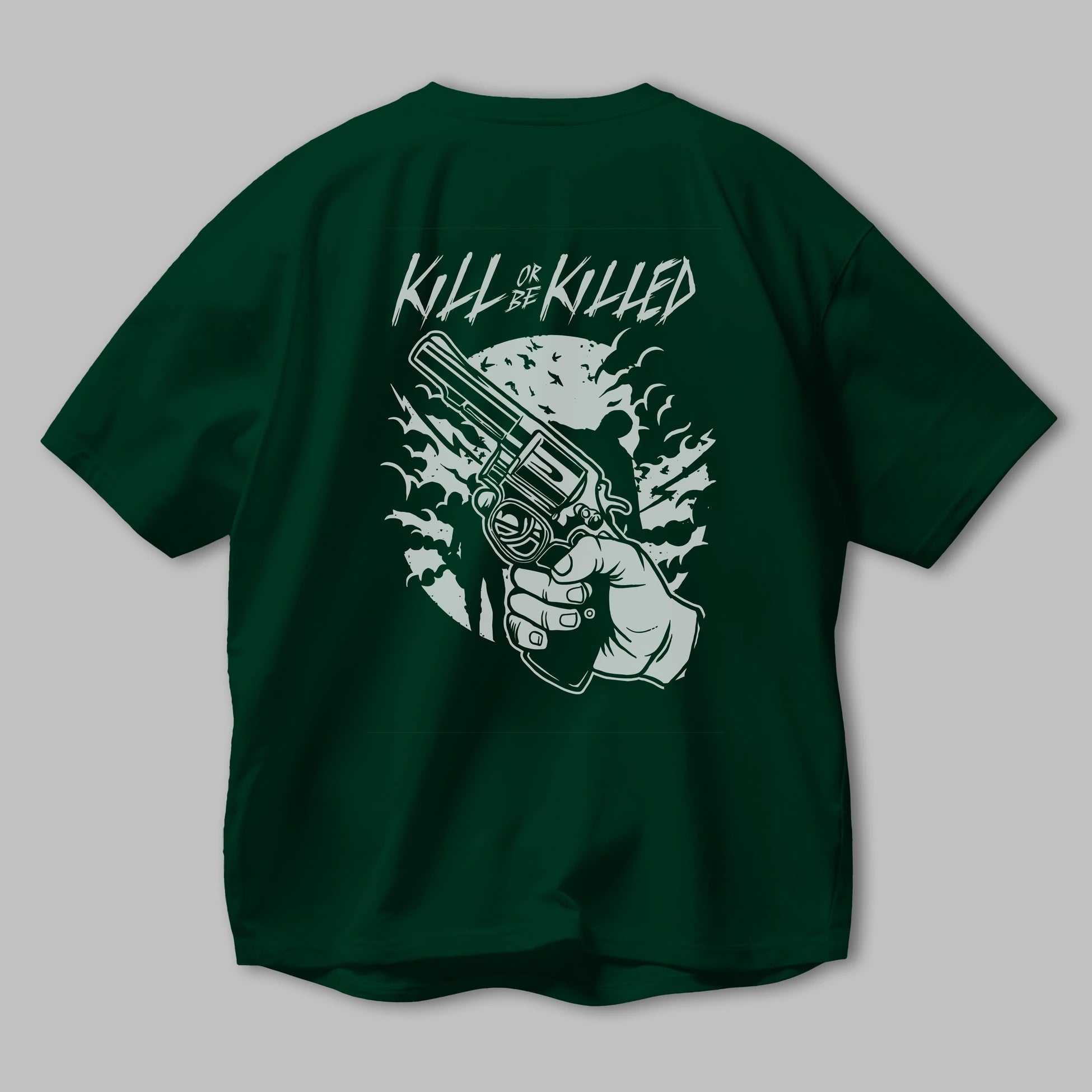 Zombie Shooter Arka Baskılı Oversize t-shirt Erkek Kadın Unisex %100 Pamuk