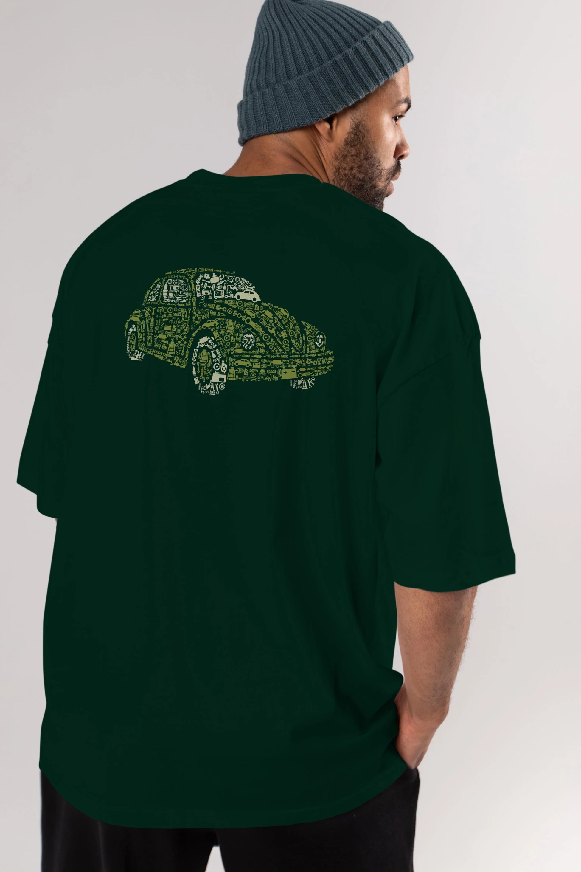 Beetle Arka Baskılı Oversize t-shirt %100 pamuk Erkek Kadın Unisex