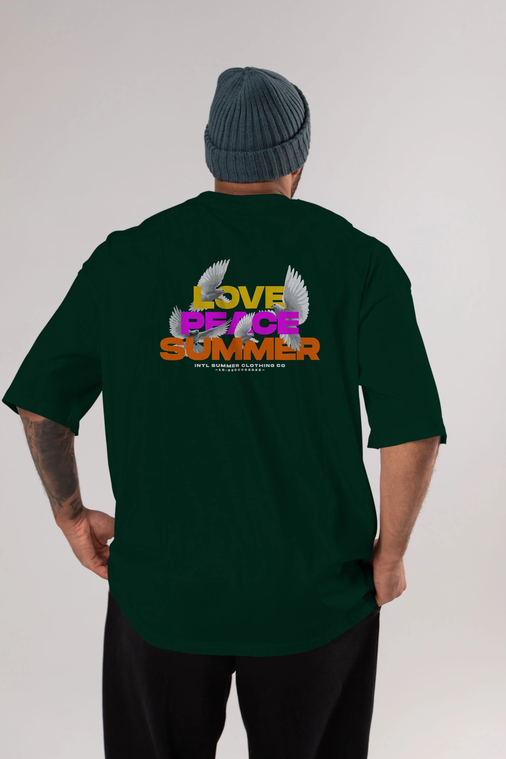 Love Peace Summer Arka Baskılı Oversize t-shirt Erkek Kadın Unisex