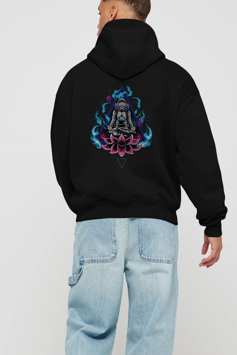 Astronaut Meditation (2) Arka Baskılı Hoodie Oversize Kapüşonlu Sweatshirt Erkek Kadın Unisex