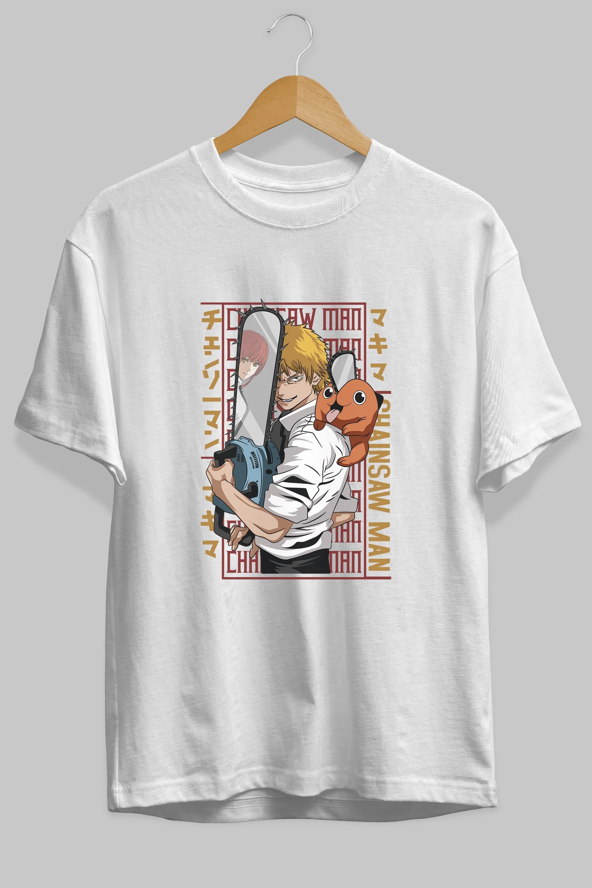Chainsaw DENJI Anime Ön Baskılı Oversize t-shirt %100 pamuk Erkek Kadın Unisex