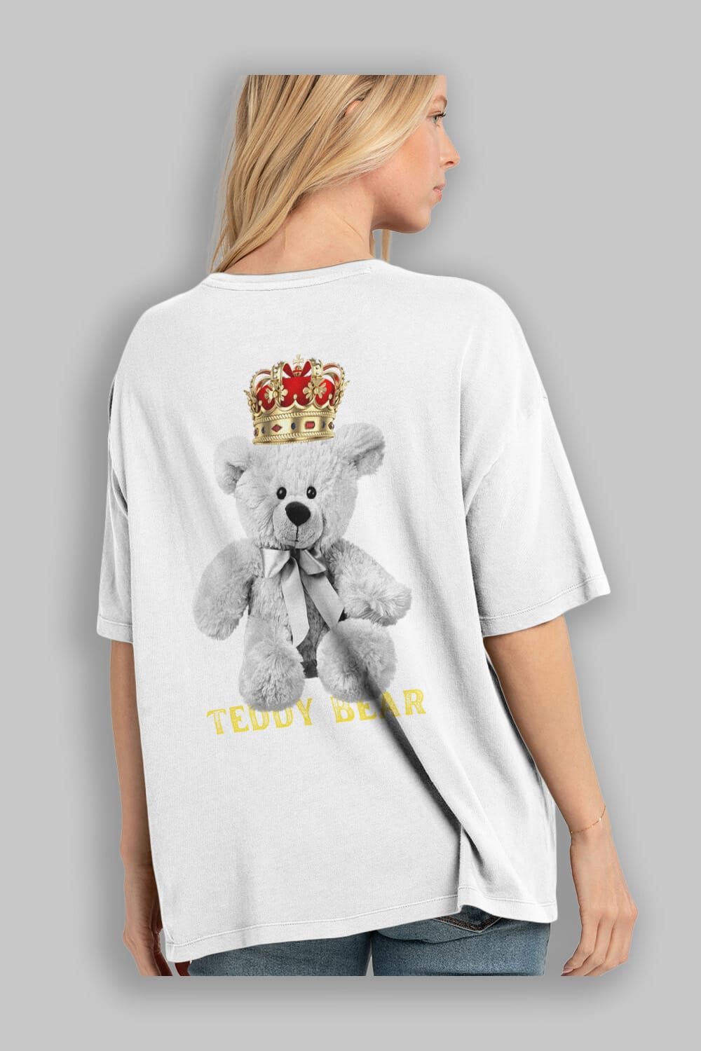 Teddy Bear Arka Baskılı Oversize t-shirt Erkek Kadın Unisex