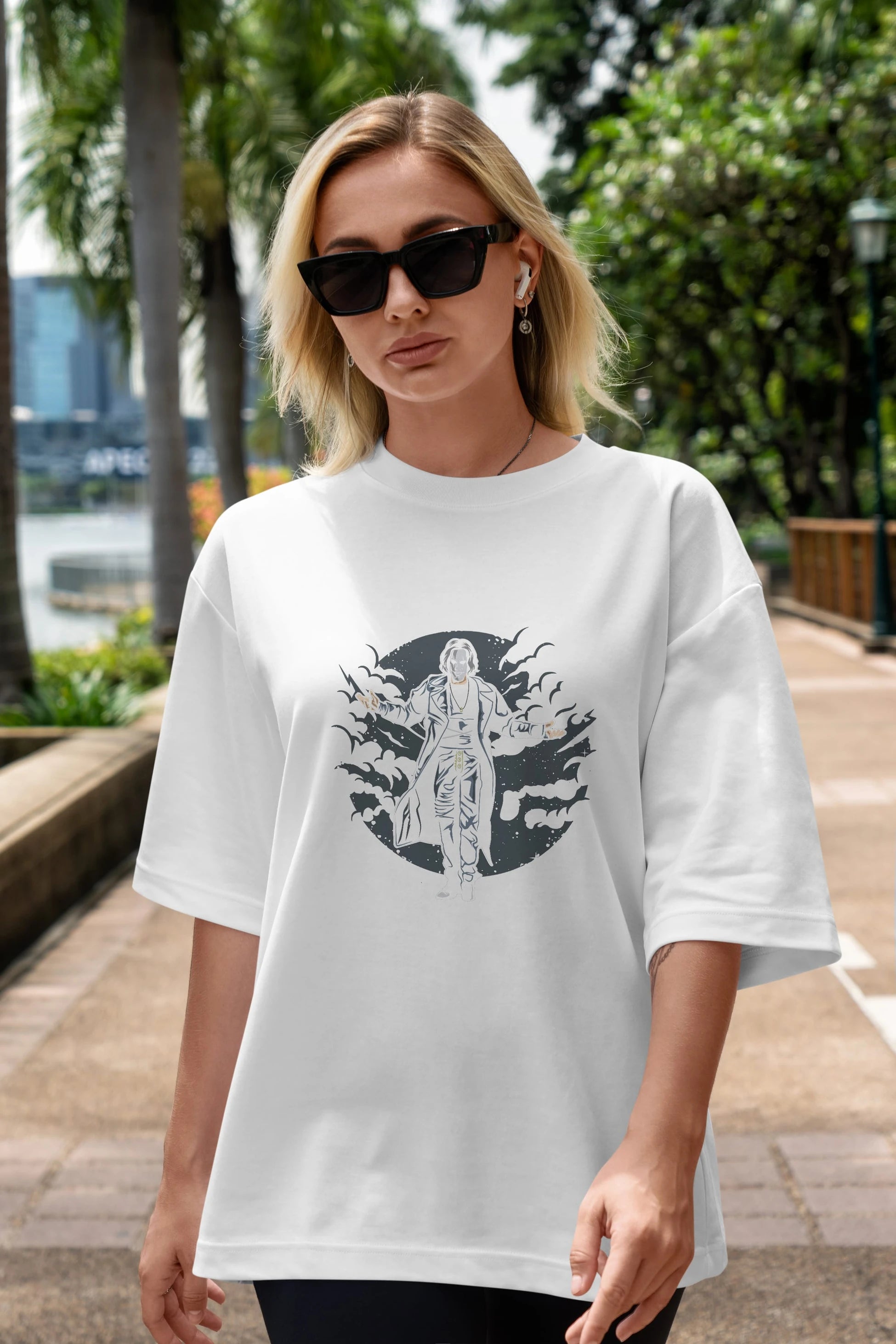 The Crow Ön Baskılı Oversize t-shirt Erkek Kadın Unisex %100 Pamuk tişort