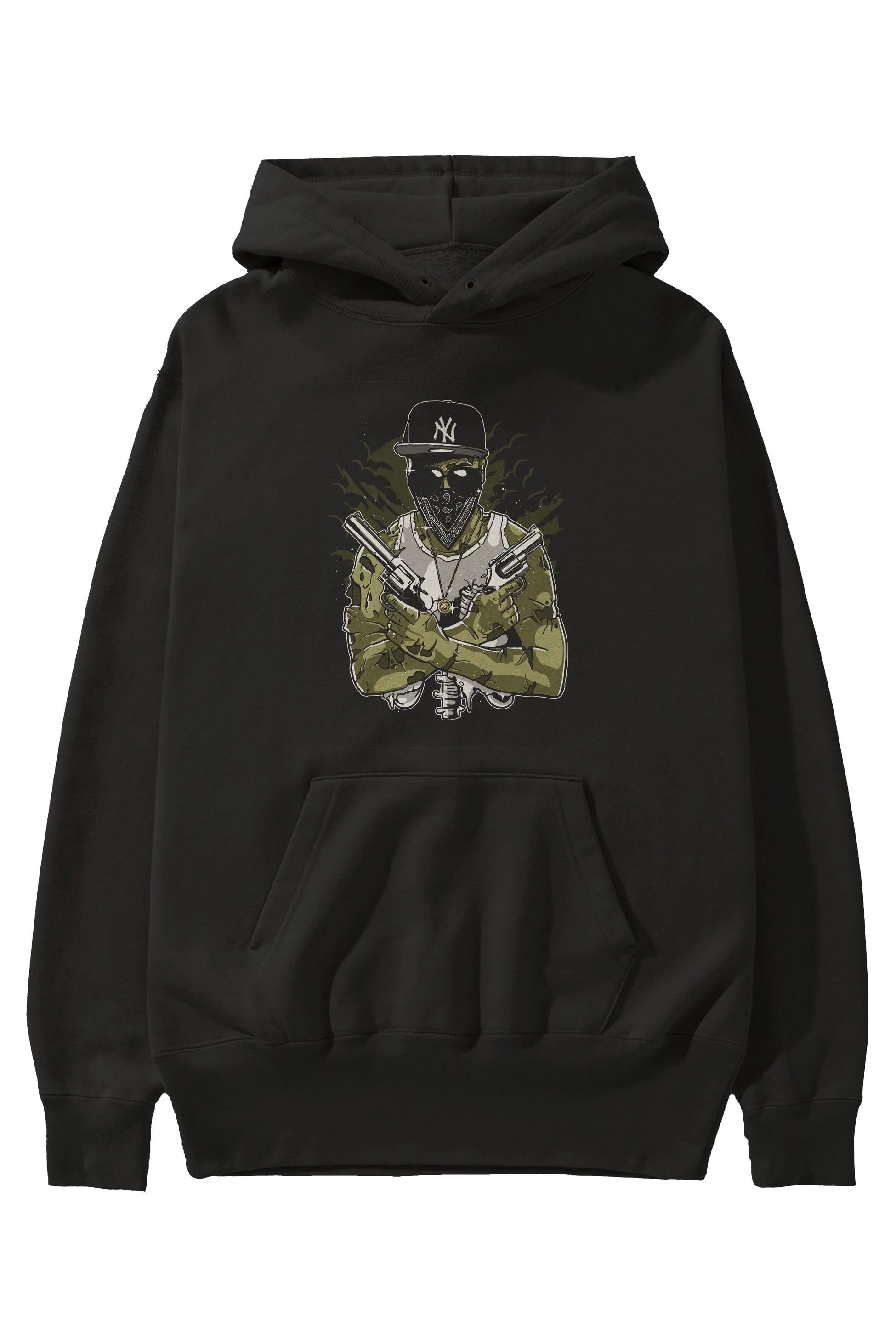 Gangsta Zombie Ön Baskılı Hoodie Oversize Kapüşonlu Sweatshirt Erkek Kadın Unisex
