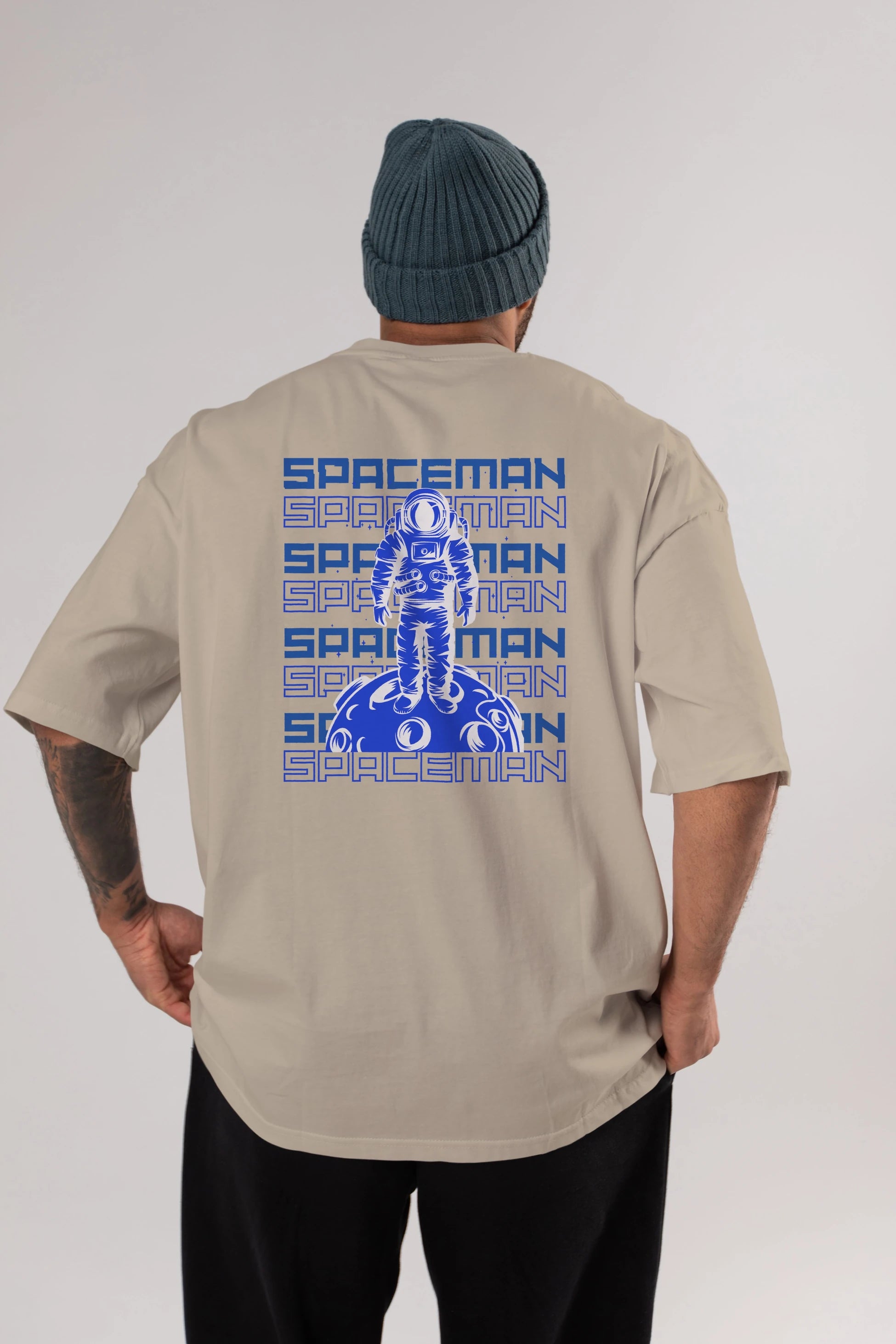 Spaceman Yazılı Arka Baskılı Oversize t-shirt Erkek Kadın Unisex