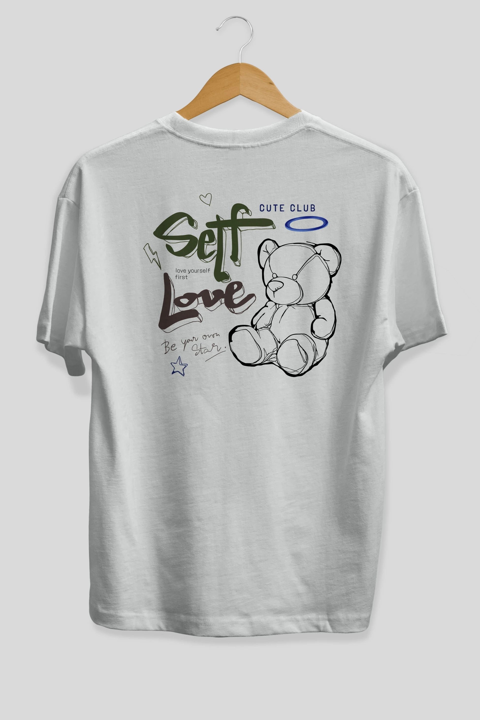 Self Love Bear Arka Baskılı Oversize t-shirt Erkek Kadın Unisex