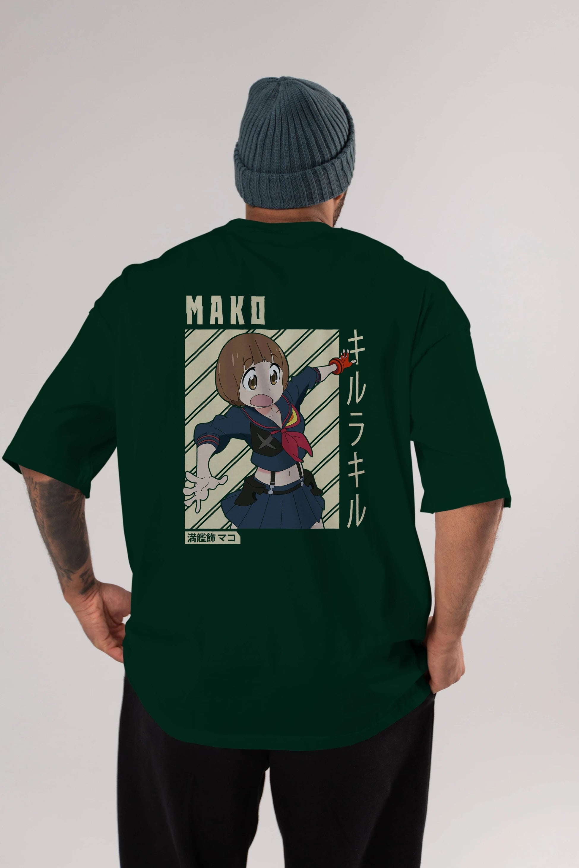 Mako Mankanshoku 1 Anime Arka Baskılı Oversize t-shirt Erkek Kadın Unisex