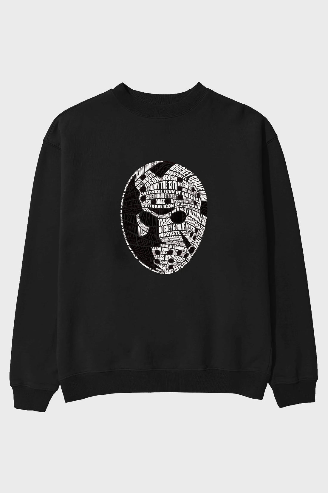 Jason Voorhees Calligram Ön Baskılı Oversize Sweatshirt Erkek Kadın Unisex