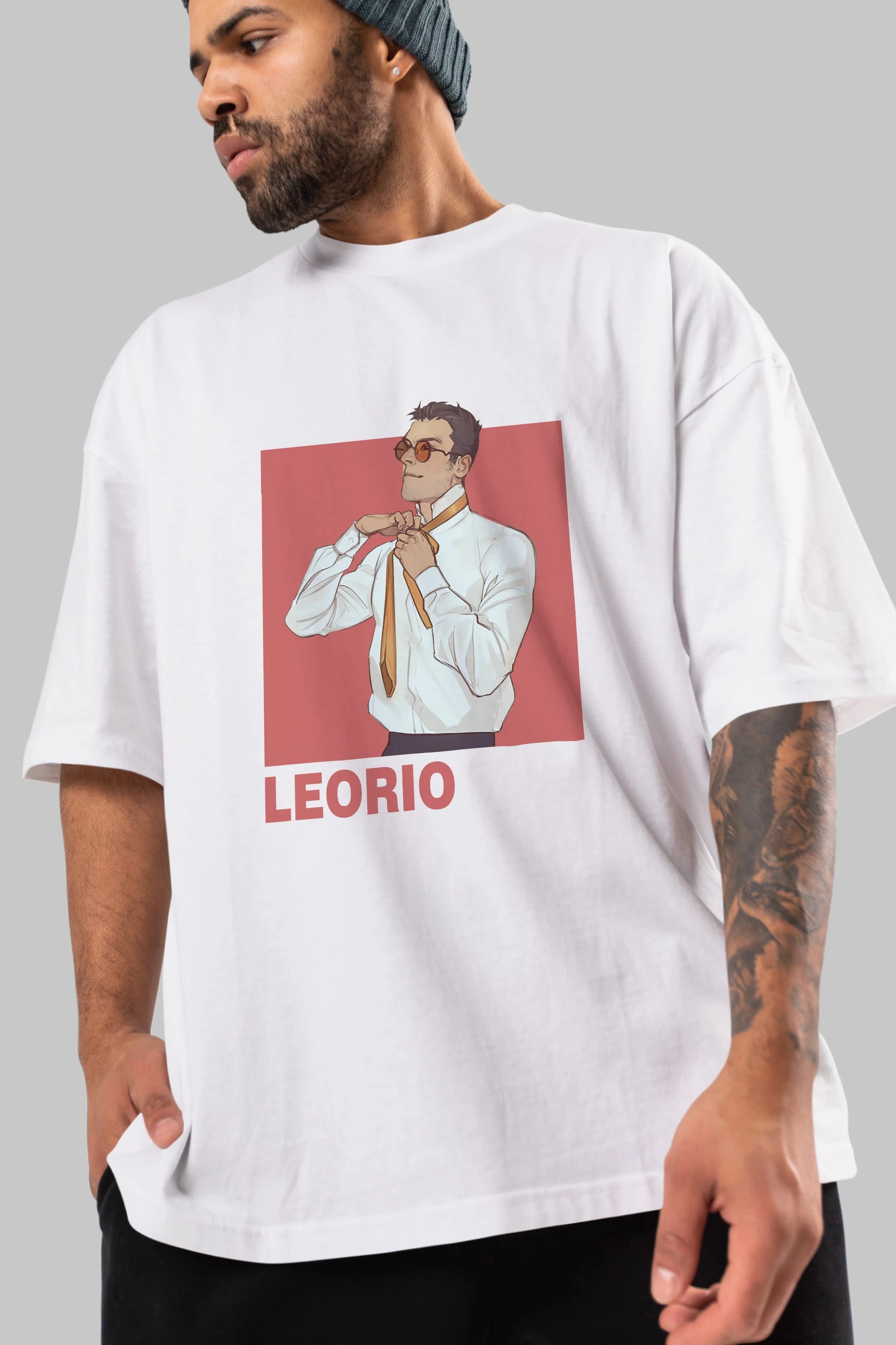 Leorio Paladiknight 5 Anime Ön Baskılı Oversize t-shirt %100 pamuk Erkek Kadın Unisex