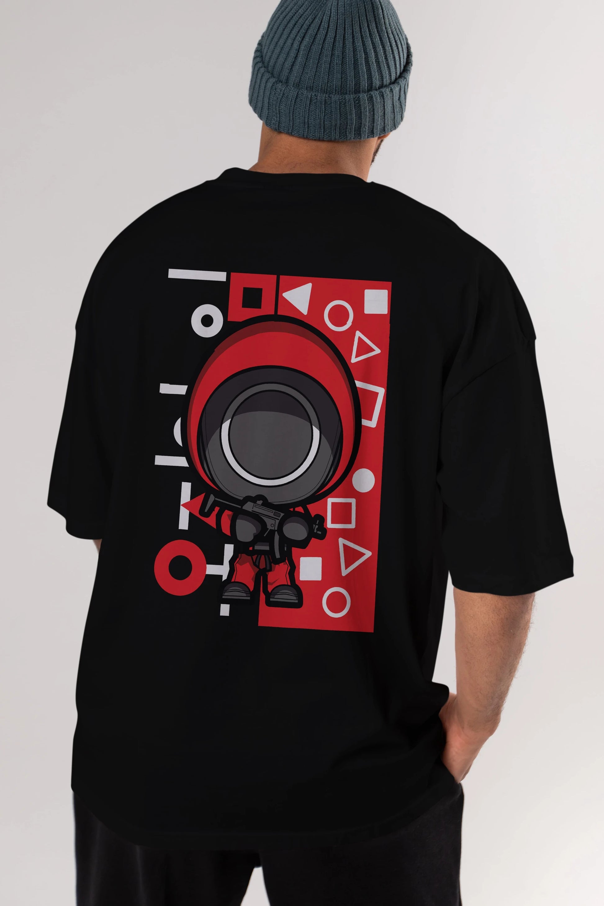 Squid Game (4) Arka Baskılı Oversize t-shirt Erkek Kadın Unisex %100 Pamuk Bisiklet Yaka tişort