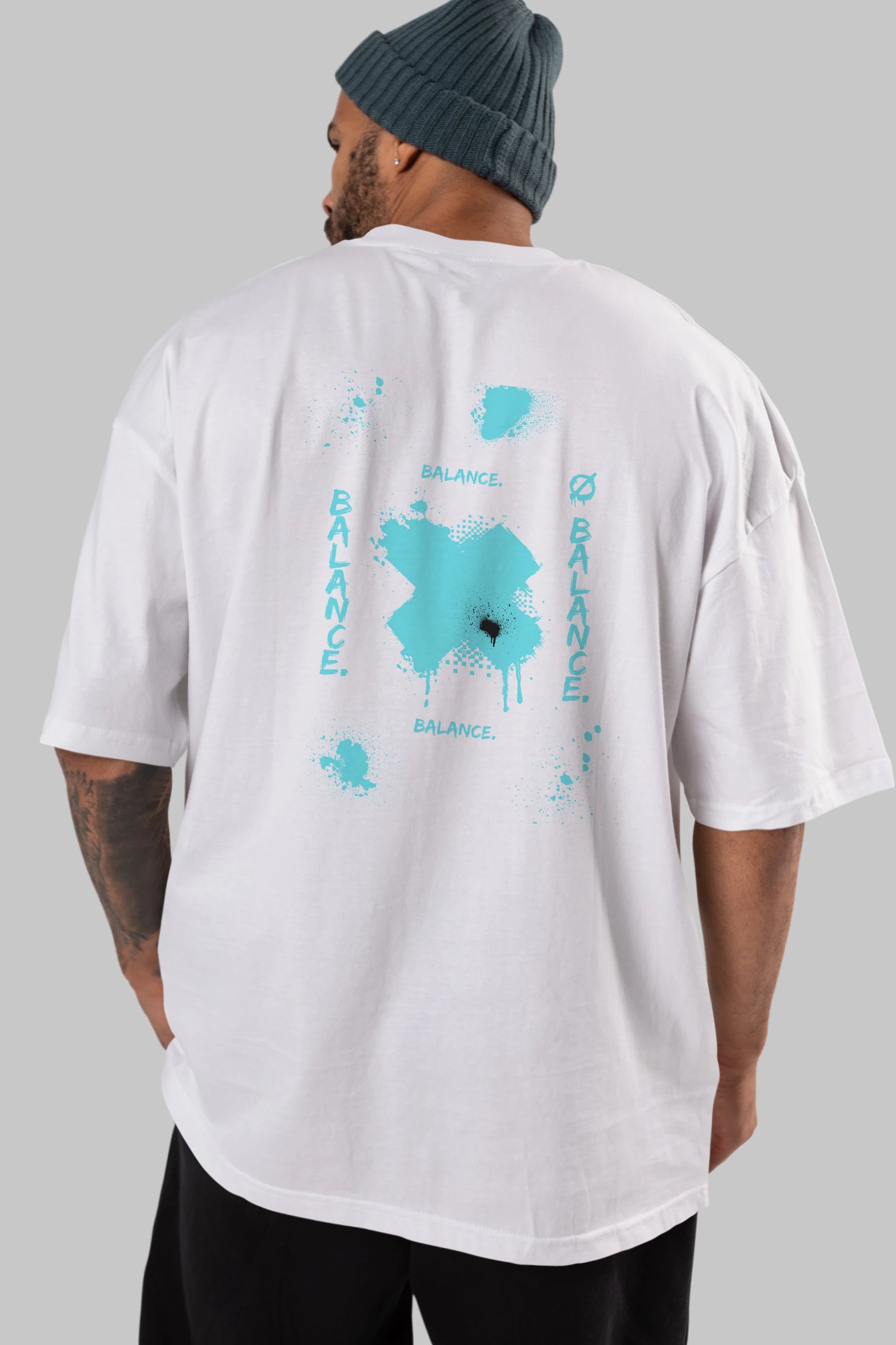Balance Balance Yazılı Arka Baskılı Oversize t-shirt Erkek Kadın Unisex