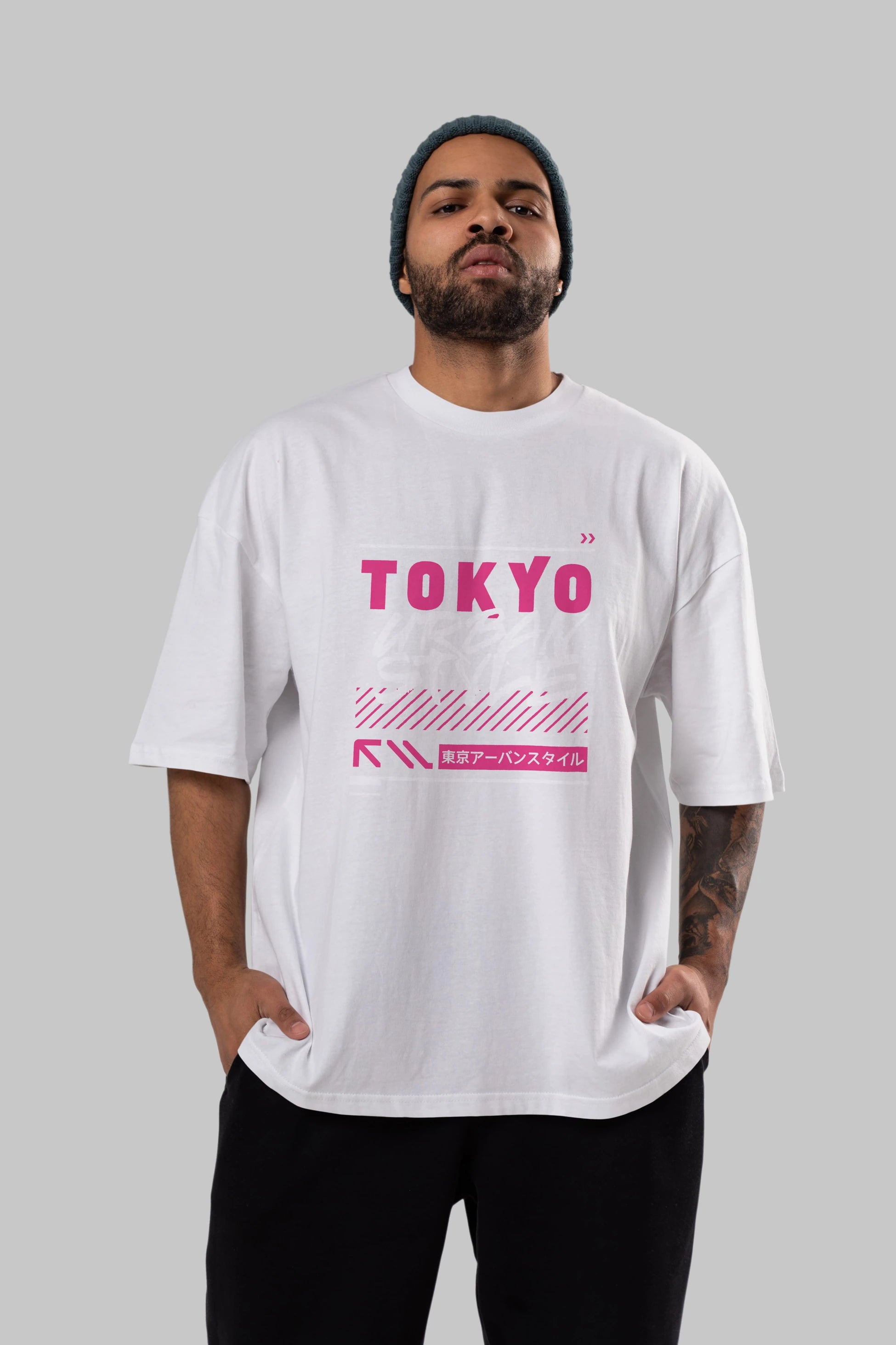 Tokyo Urban Style Ön Baskılı Oversize t-shirt Erkek Kadın Unisex