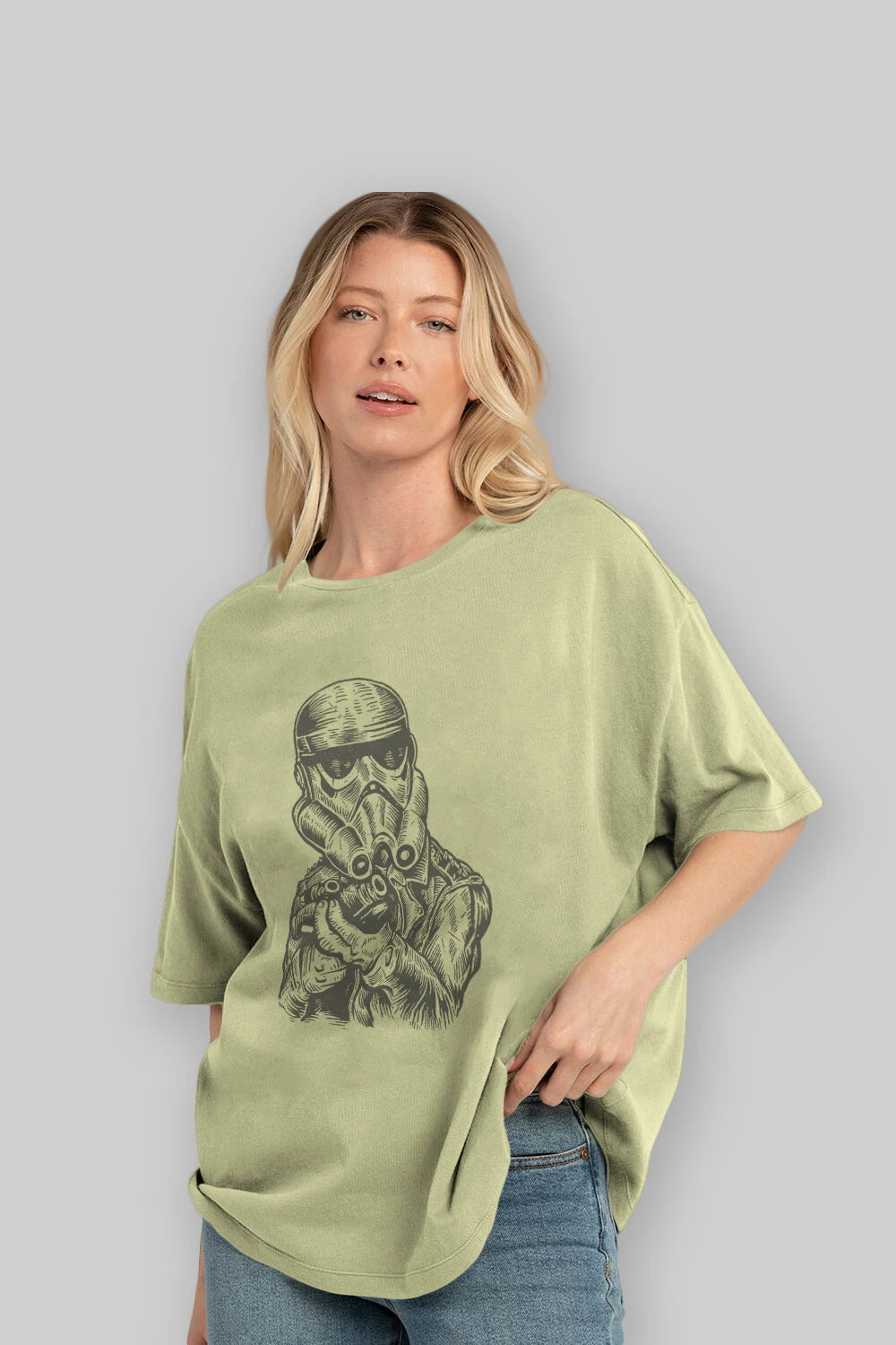 Punktrooper Ön Baskılı Oversize t-shirt Erkek Kadın Unisex %100 Pamuk tişort
