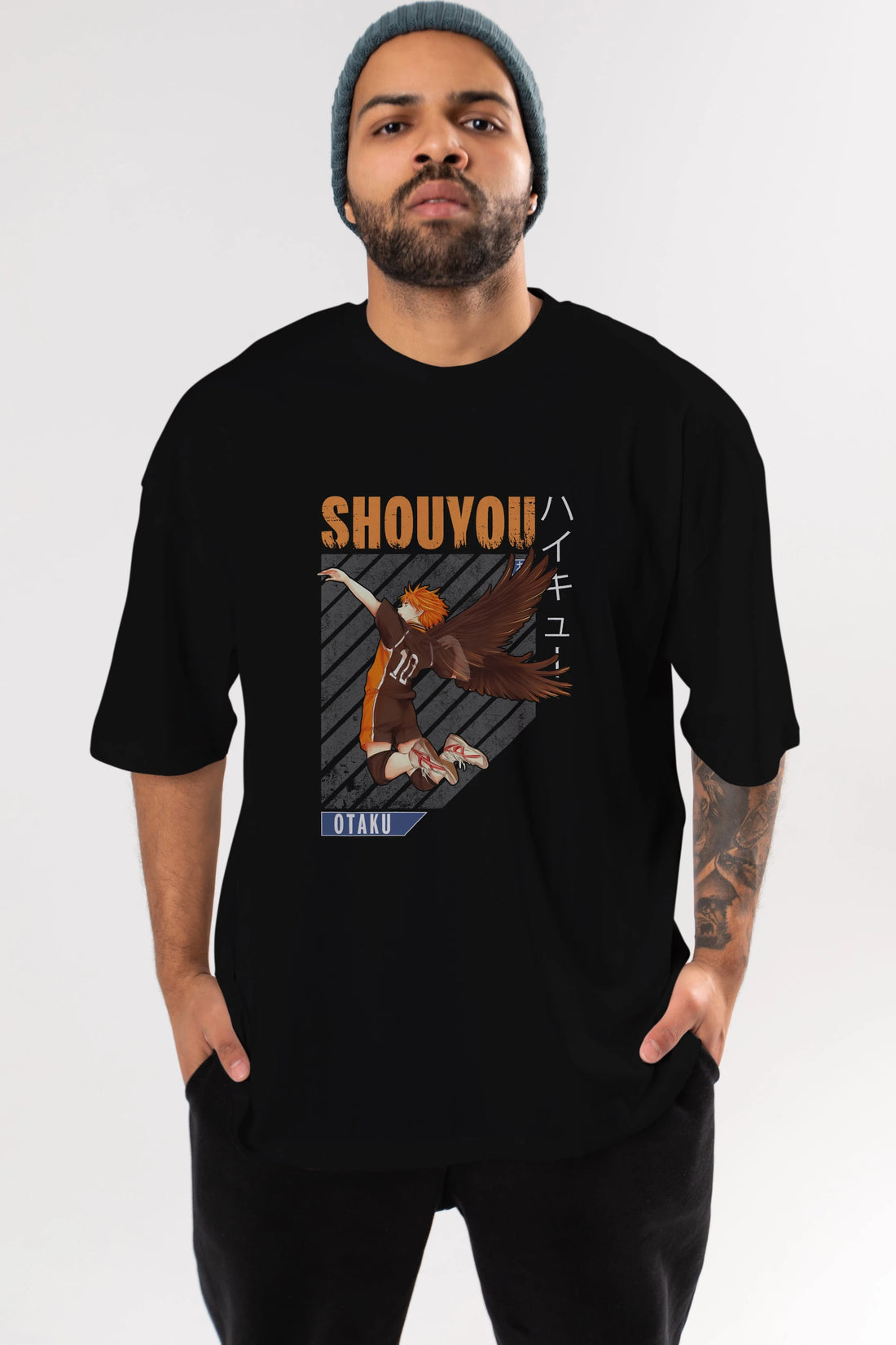 Shouyou Hinata 10 Anime Ön Baskılı Oversize t-shirt %100 pamuk Erkek Kadın Unisex