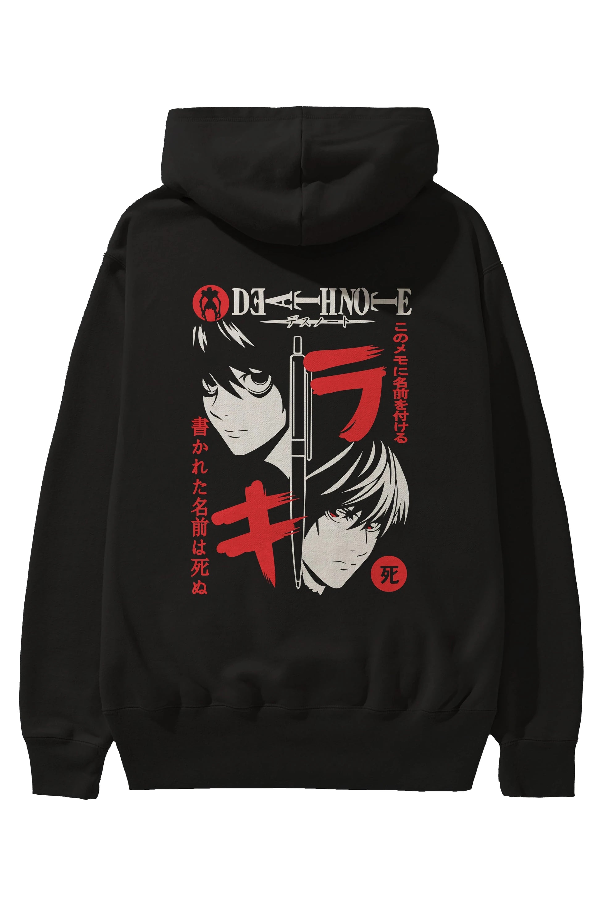 DEATHNOTE L vs KIRA Anime Arka Baskılı Hoodie Oversize Kapüşonlu Sweatshirt Erkek Kadın Unisex