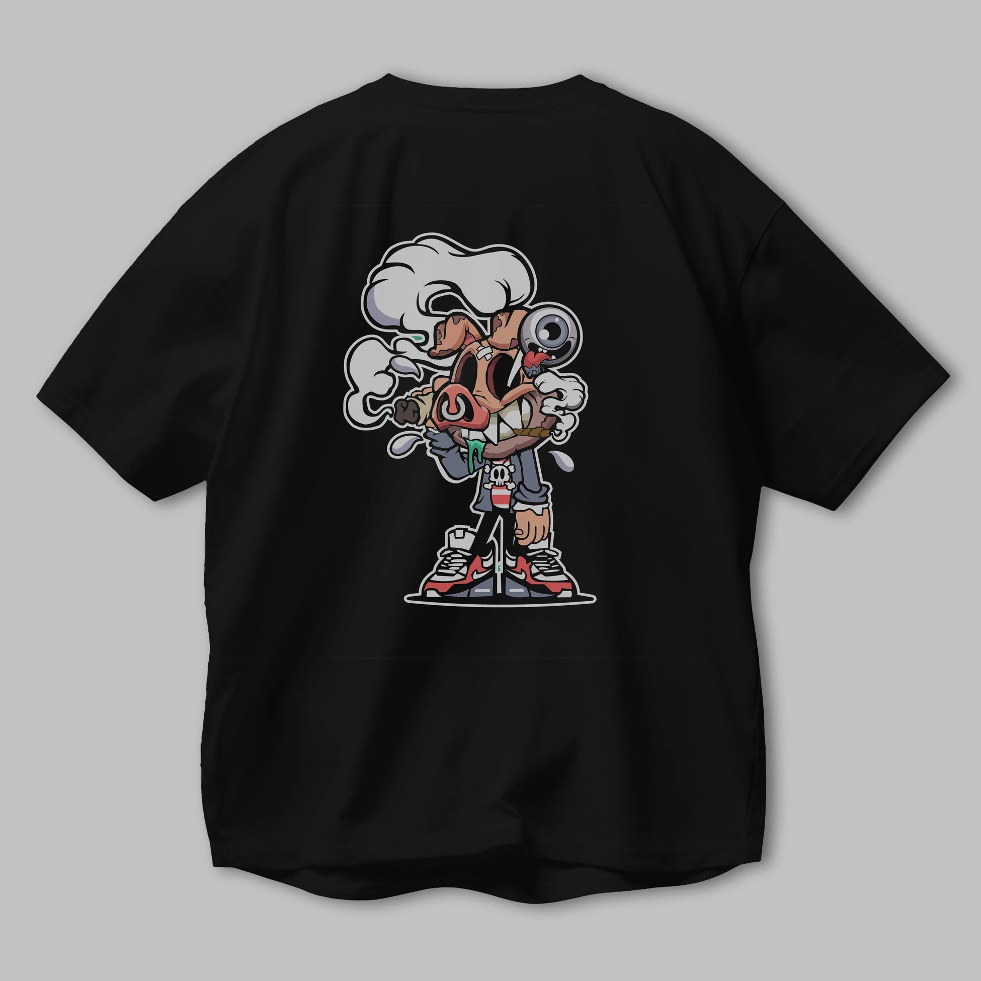 Pig Smoker Arka Baskılı Oversize t-shirt Erkek Kadın Unisex %100 Pamuk tişort